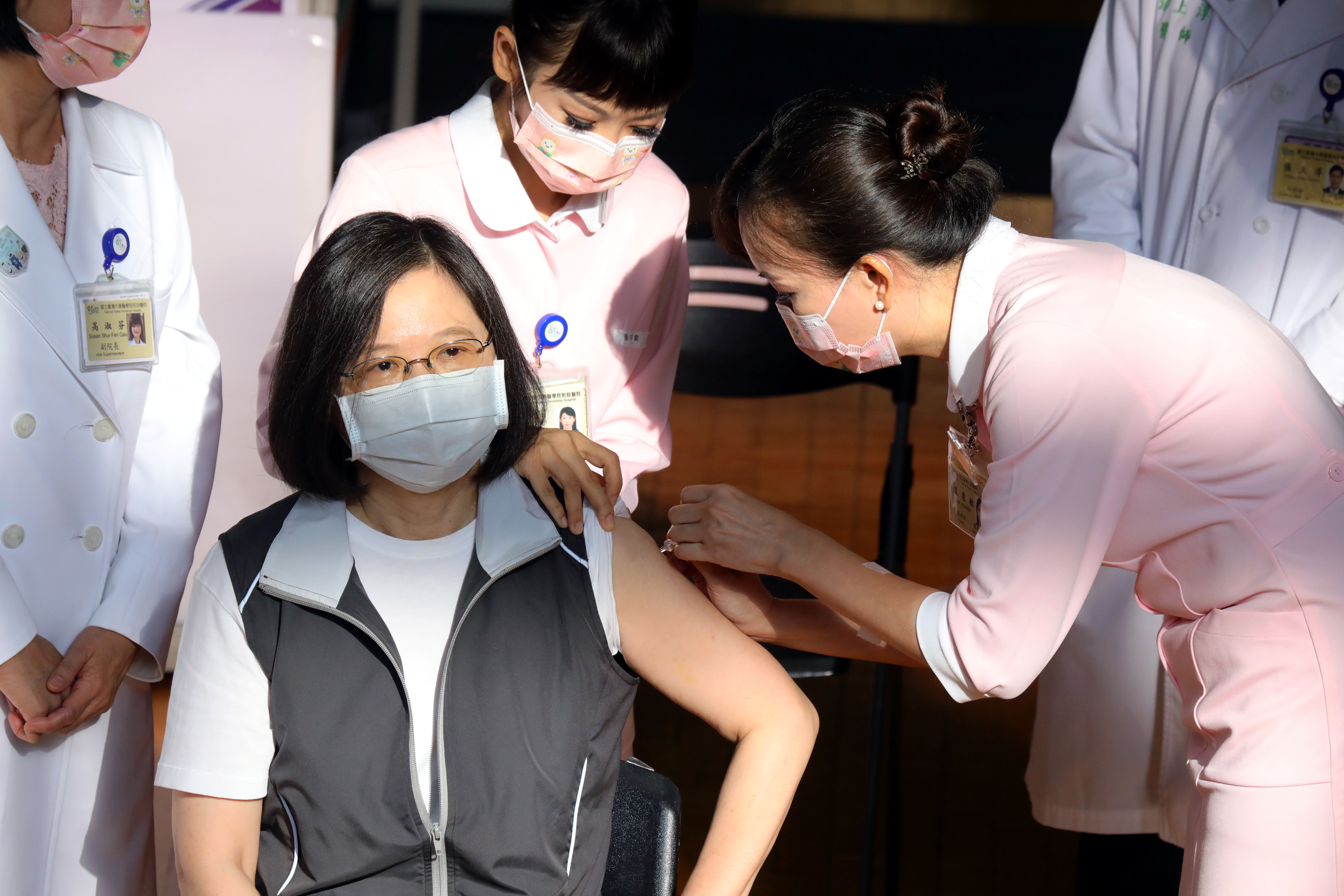Taiwan President Tsai Ing-wen gets vaccinated in Taipei