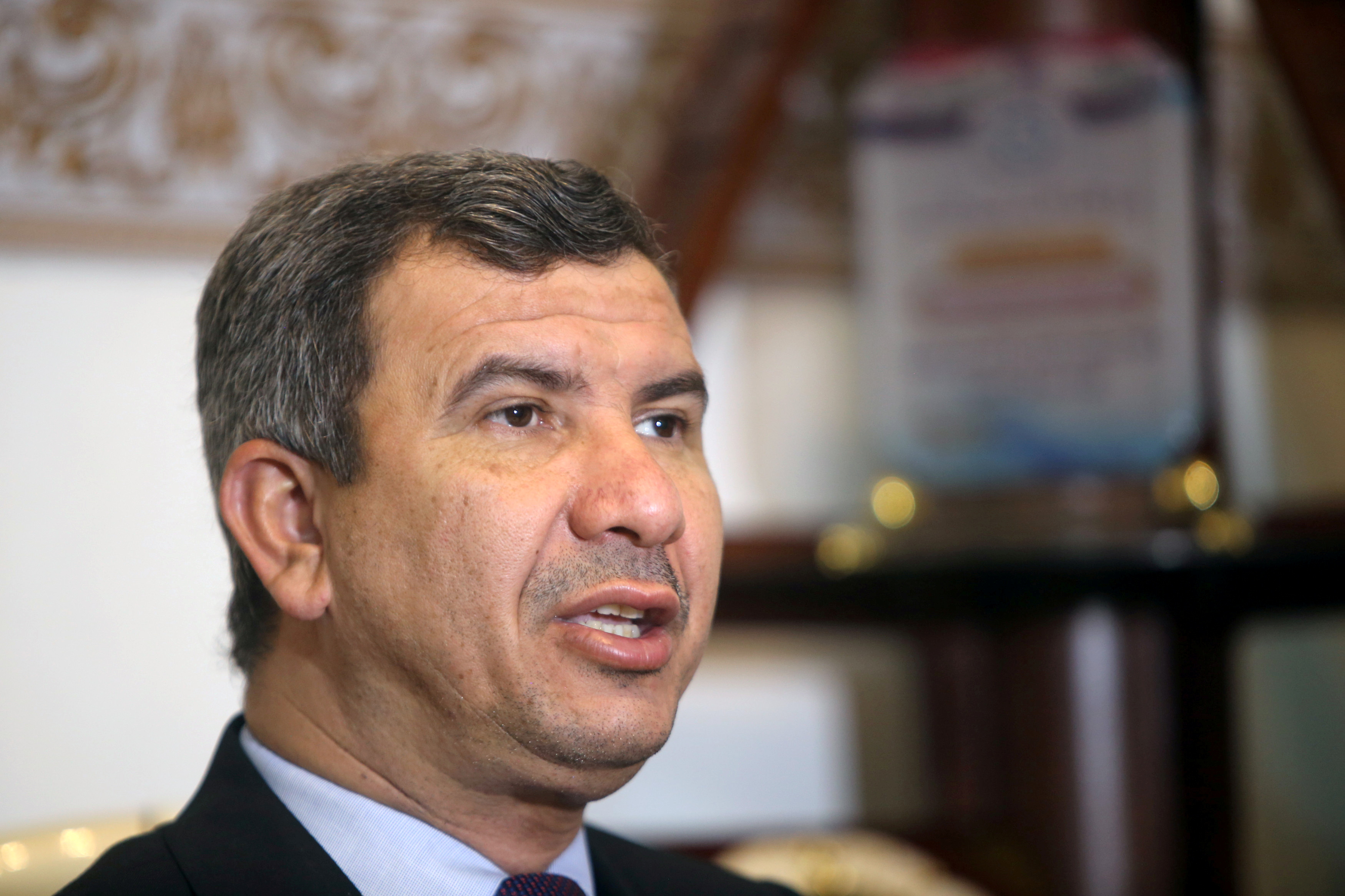 South Oil Company chief Ihsan Abdul Jabbar speaks during an interview with Reuters in Basra