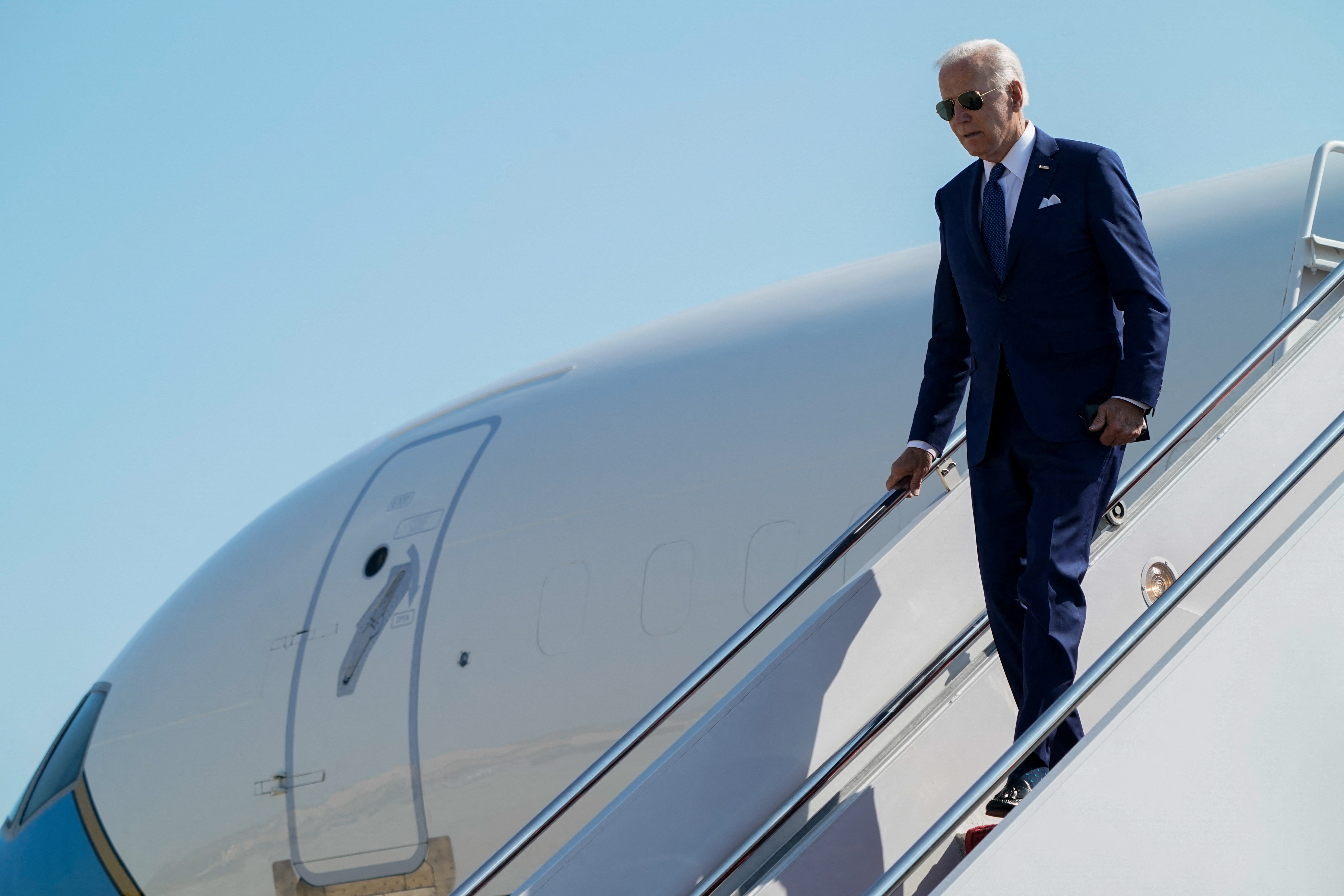U.S. President Joe Biden arrives at Joint Base Andrews