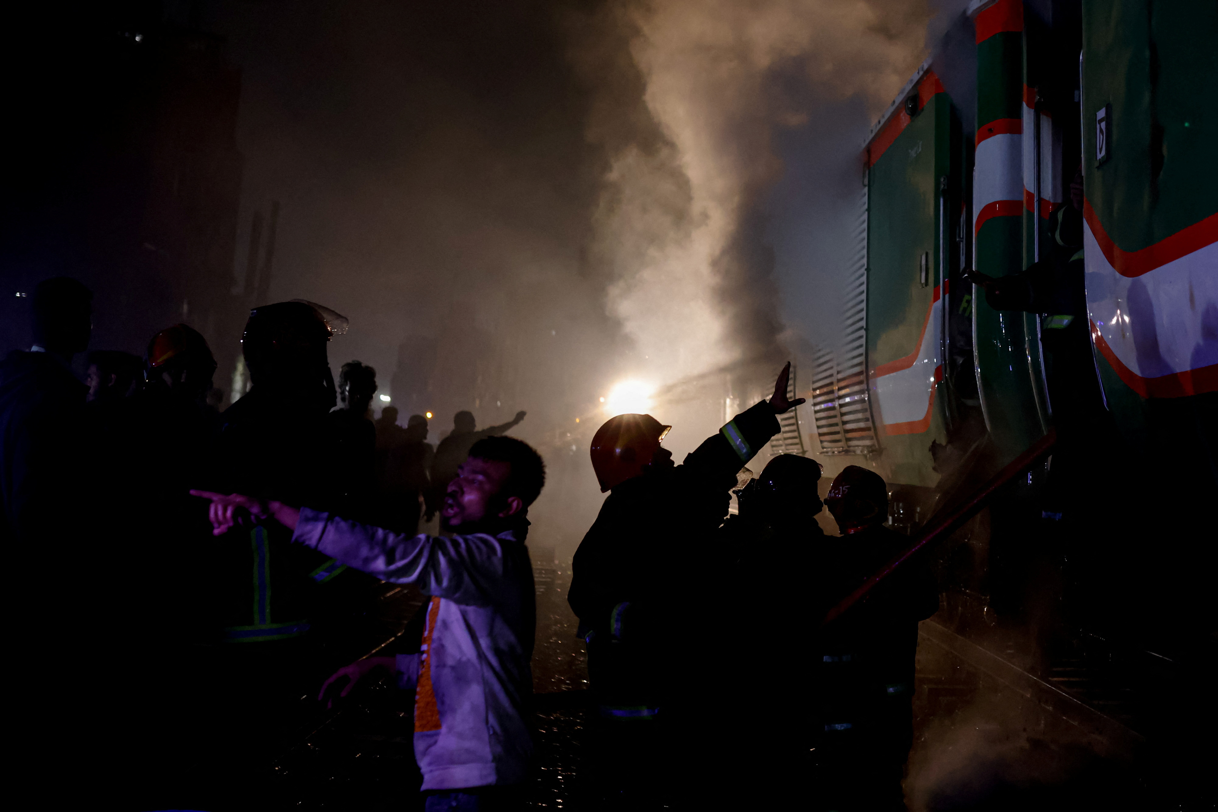 A passenger train caught fire ahead of the general election in Dhaka