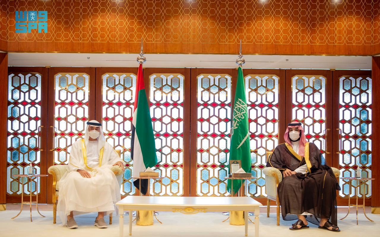 Saudi Crown Prince Mohammed Bin Salman receives Abu Dhabi's Crown Prince Sheikh Mohammed bin Zayed al-Nahyan upon his arrival to Riyadh, Saudi Arabia