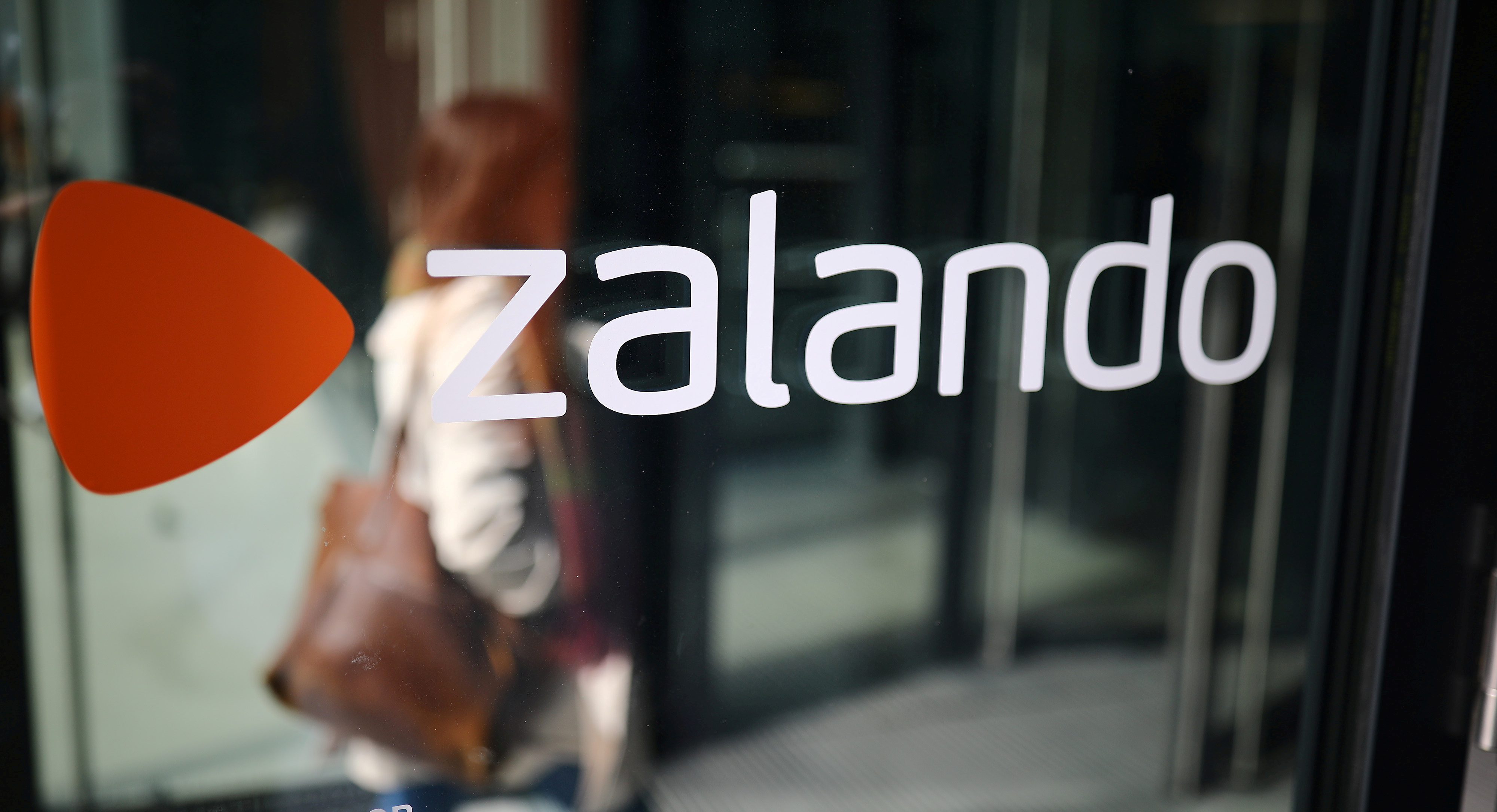 The logo of fashion retailer Zalando is pictured at the new headquarters in Berlin
