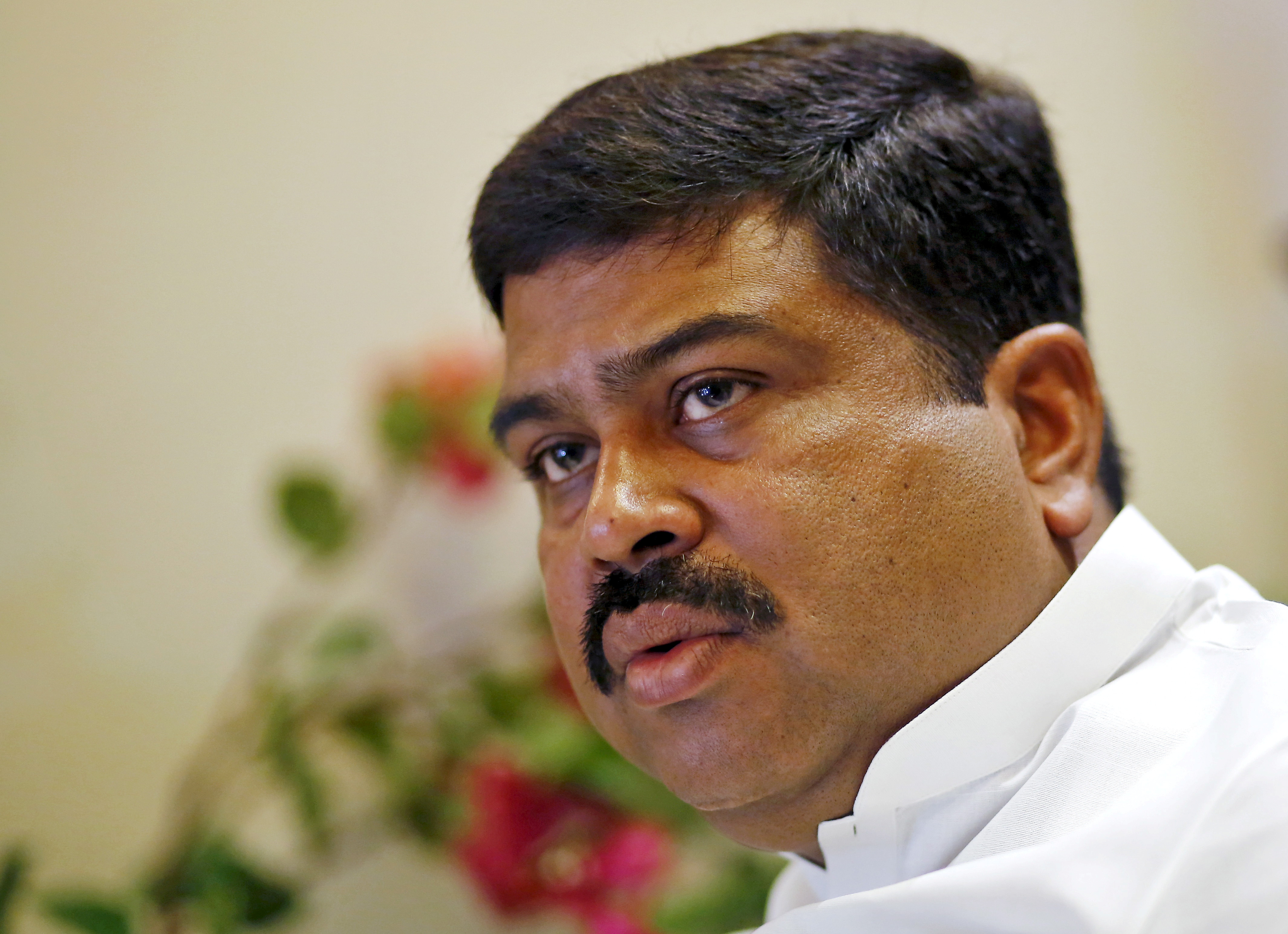 India's Oil Minister Pradhan speaks during an interview with Reuters in New Delhi