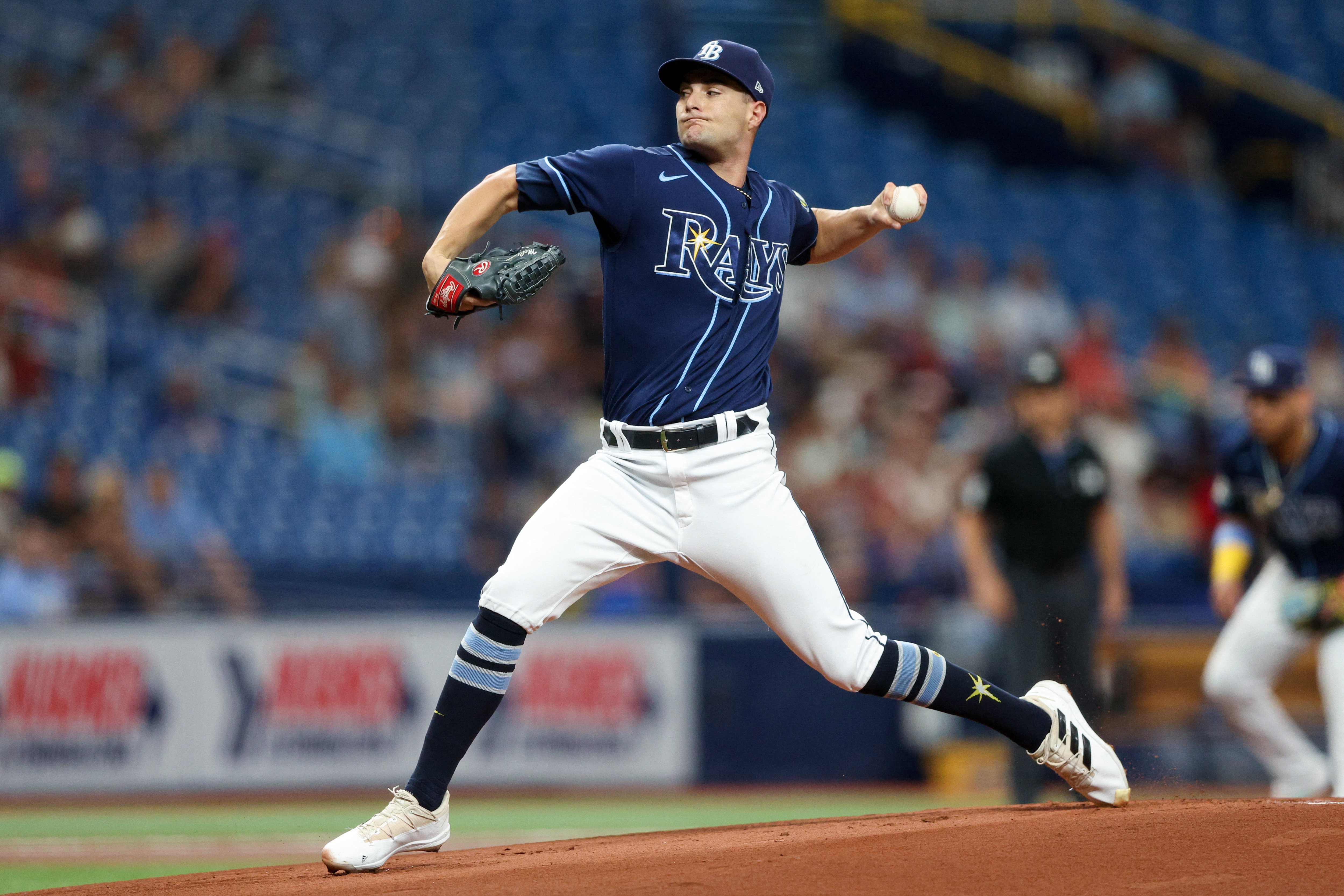 Tampa Bay Rays' Ji-Man Choi (26) warms up before a baseball game against  the Kansas City Royals at Kauffman Stadium in Kansas City, Mo., Monday,  April 29, 2019. (AP Photo/Orlin Wagner Stock