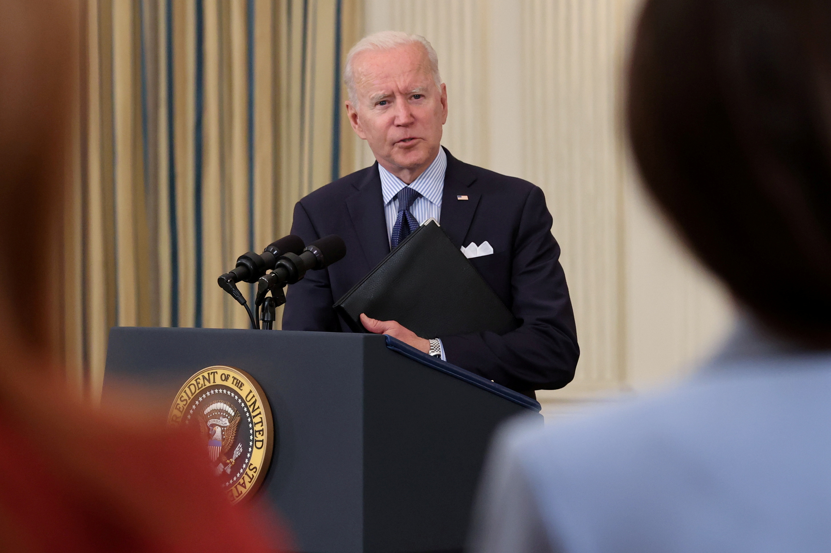 U.S. President Biden delivers remarks on the state of COVID-19 vaccinations, at the White House