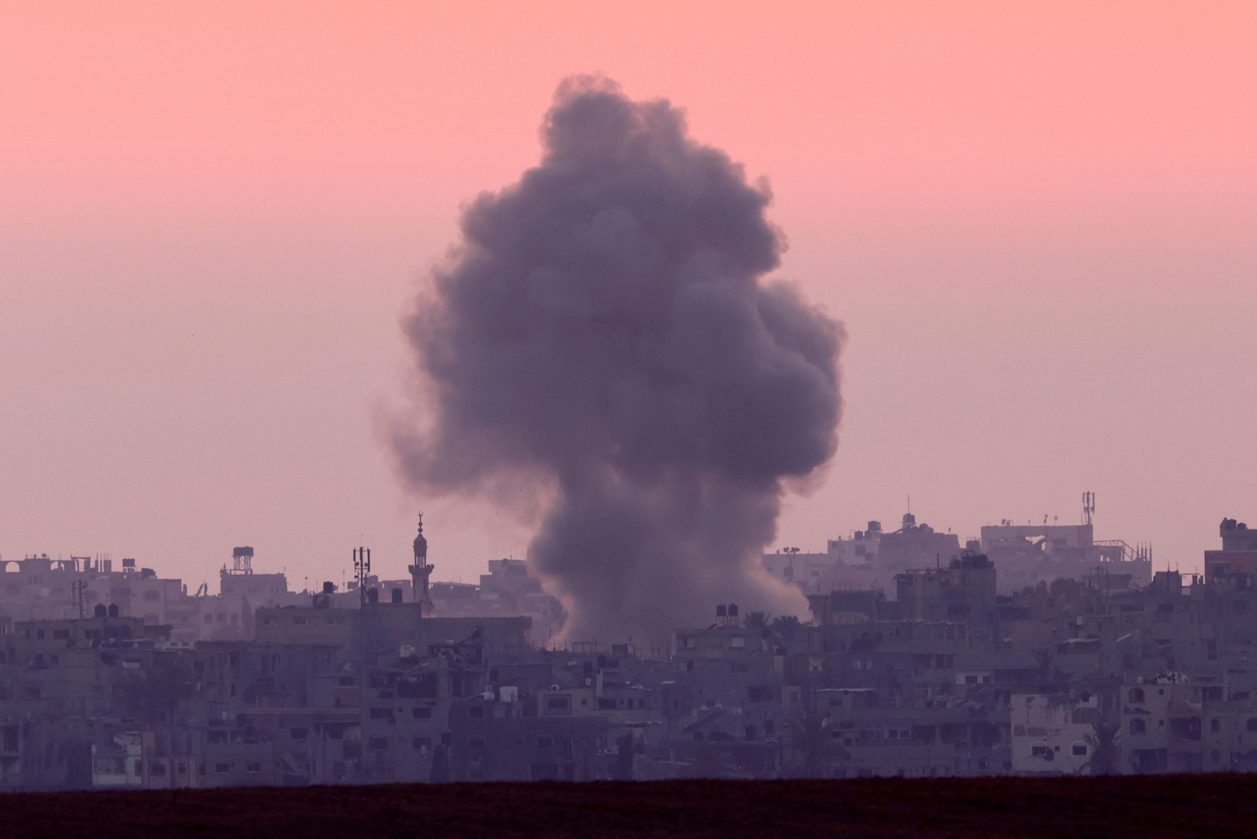 Smoke rises from the Gaza Strip, near the Israel-Gaza border