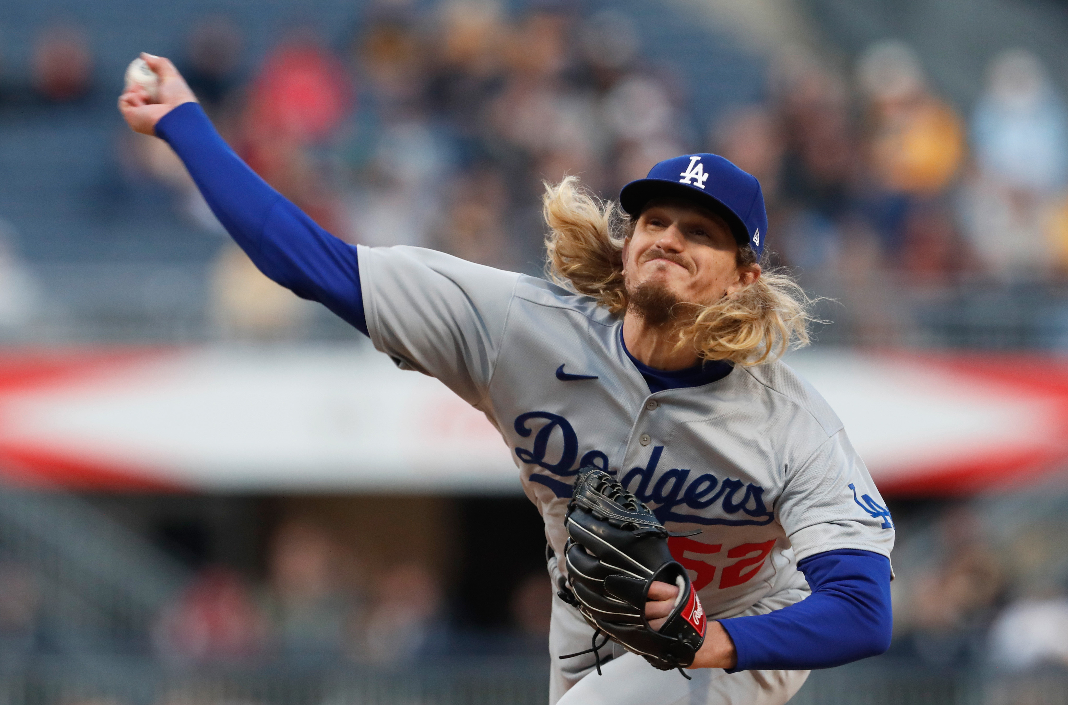 Will Smith of the Los Angeles Dodgers is covered with baby powder