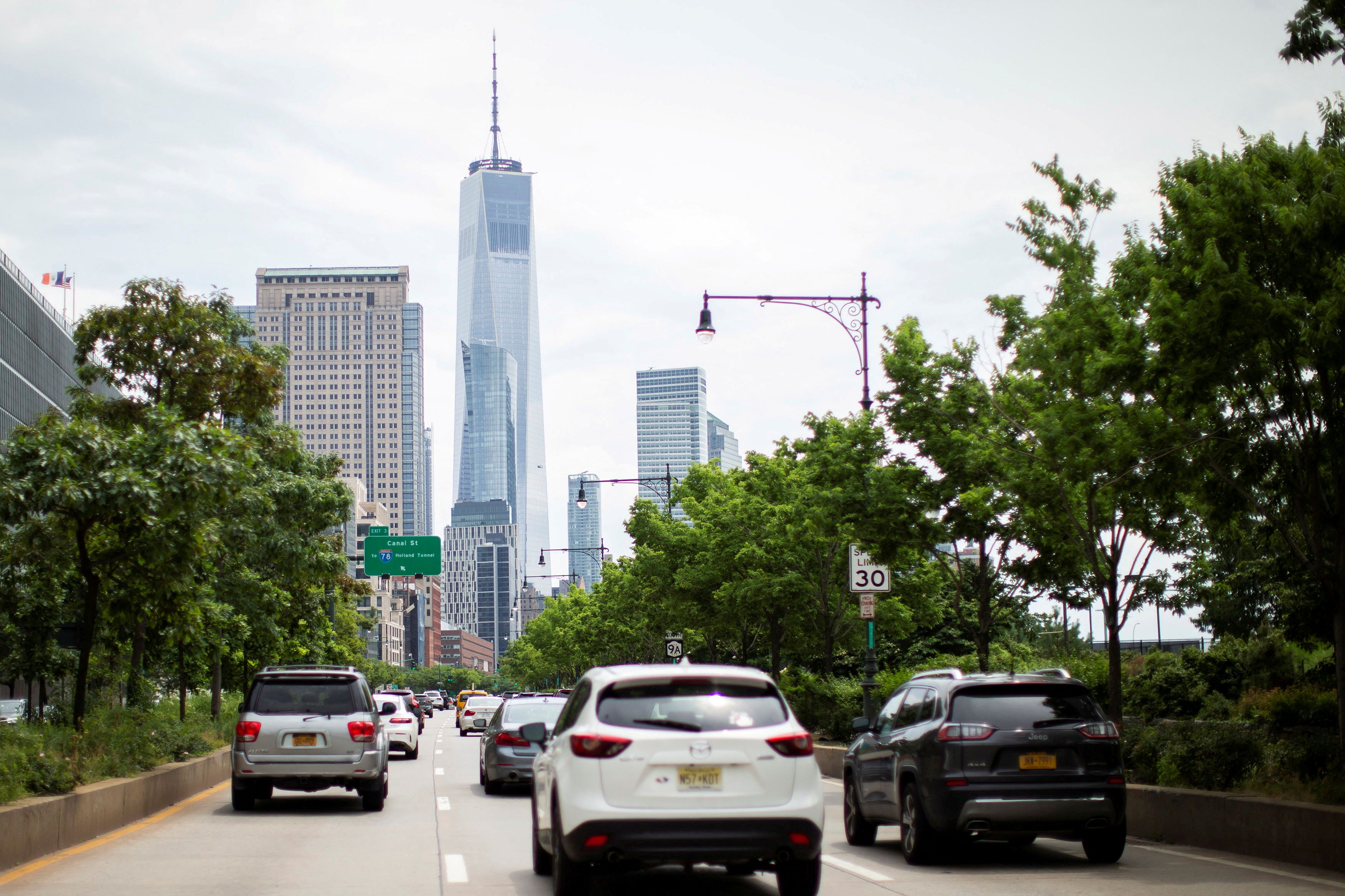 Traffic is seen at West Street ahead of the July 4th holiday, in New York City