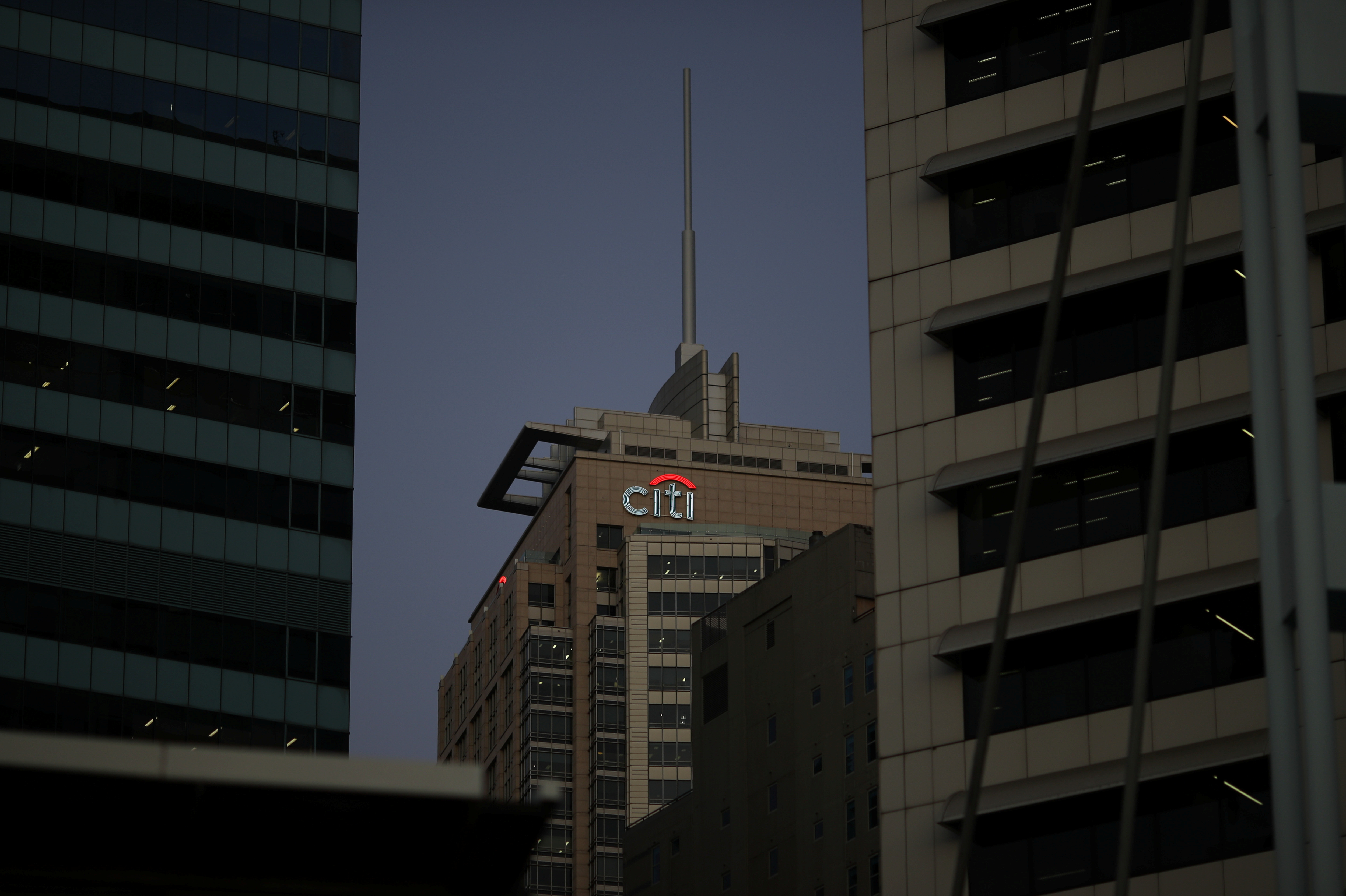 Office buildings and the Citibank logo are seen in Sydney