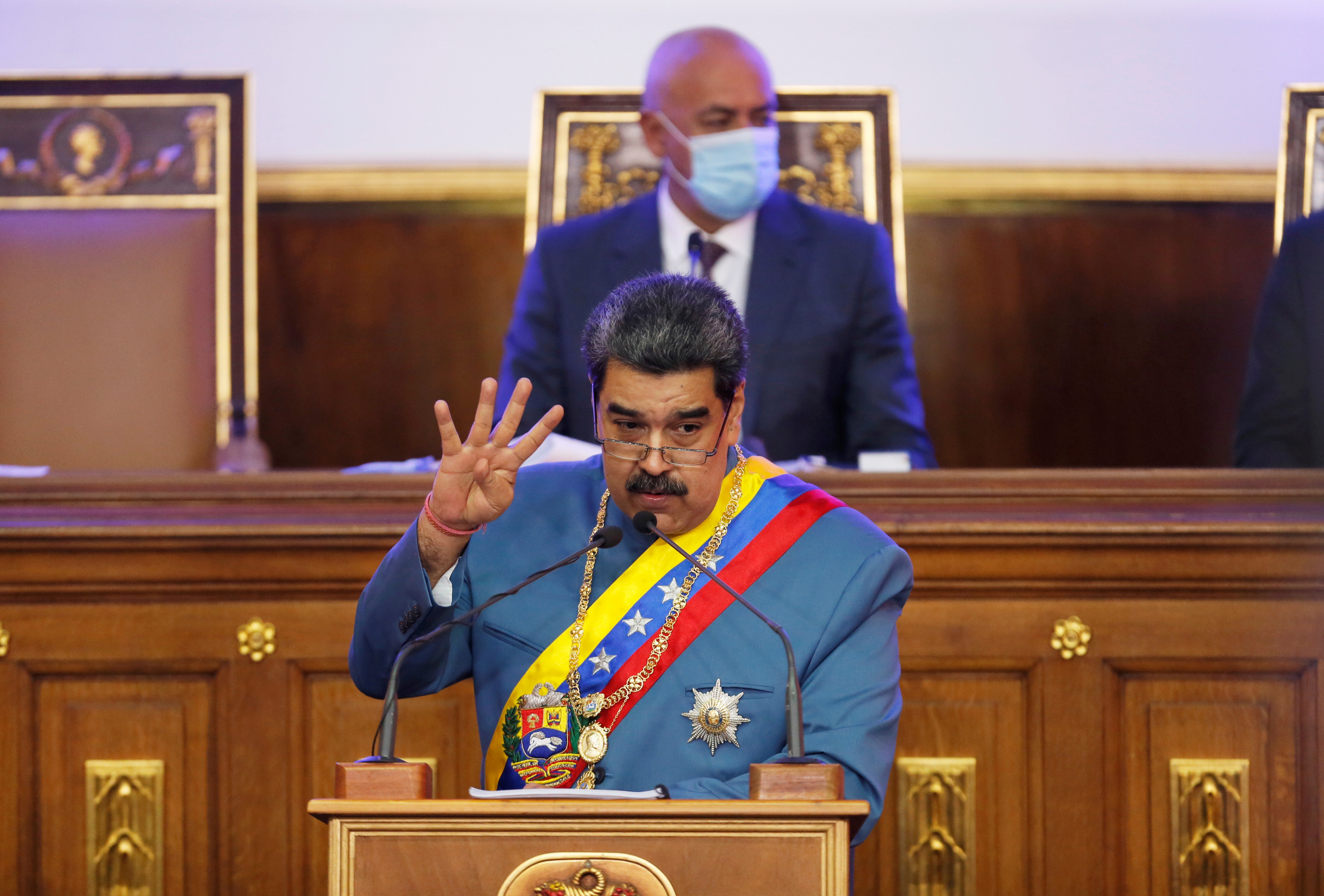 Venezuela's President Nicolas Maduro delivers his annual state of the nation speech during a special session of the National Constituent Assembly, in Caracas
