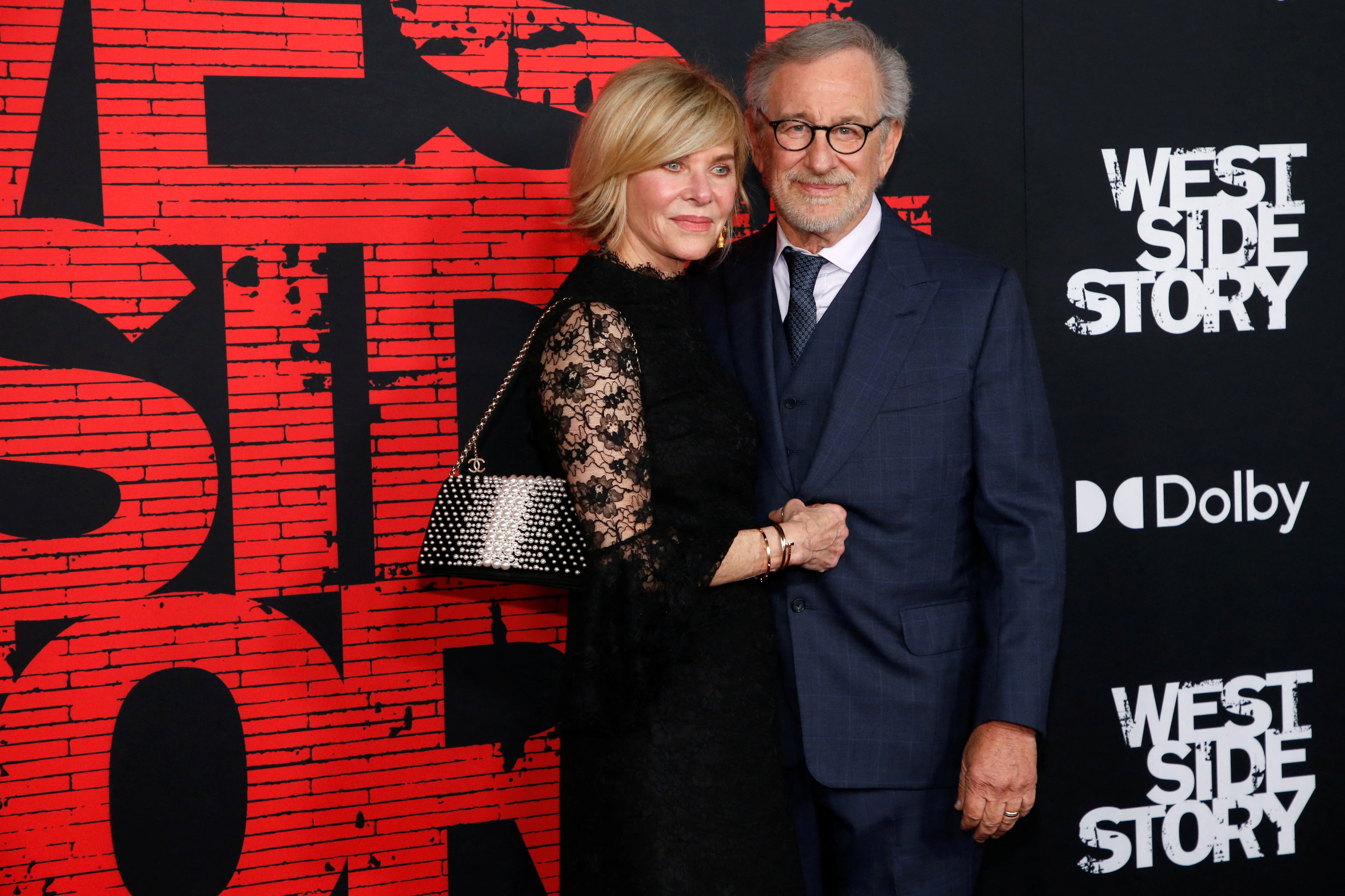 Kate Capshaw and Steven Spielberg attend the premiere for the film West Side Story at El Capitan theatre in Los Angeles, California, U.S. December 7, 2021. REUTERS/Mario Anzuoni/File Photo