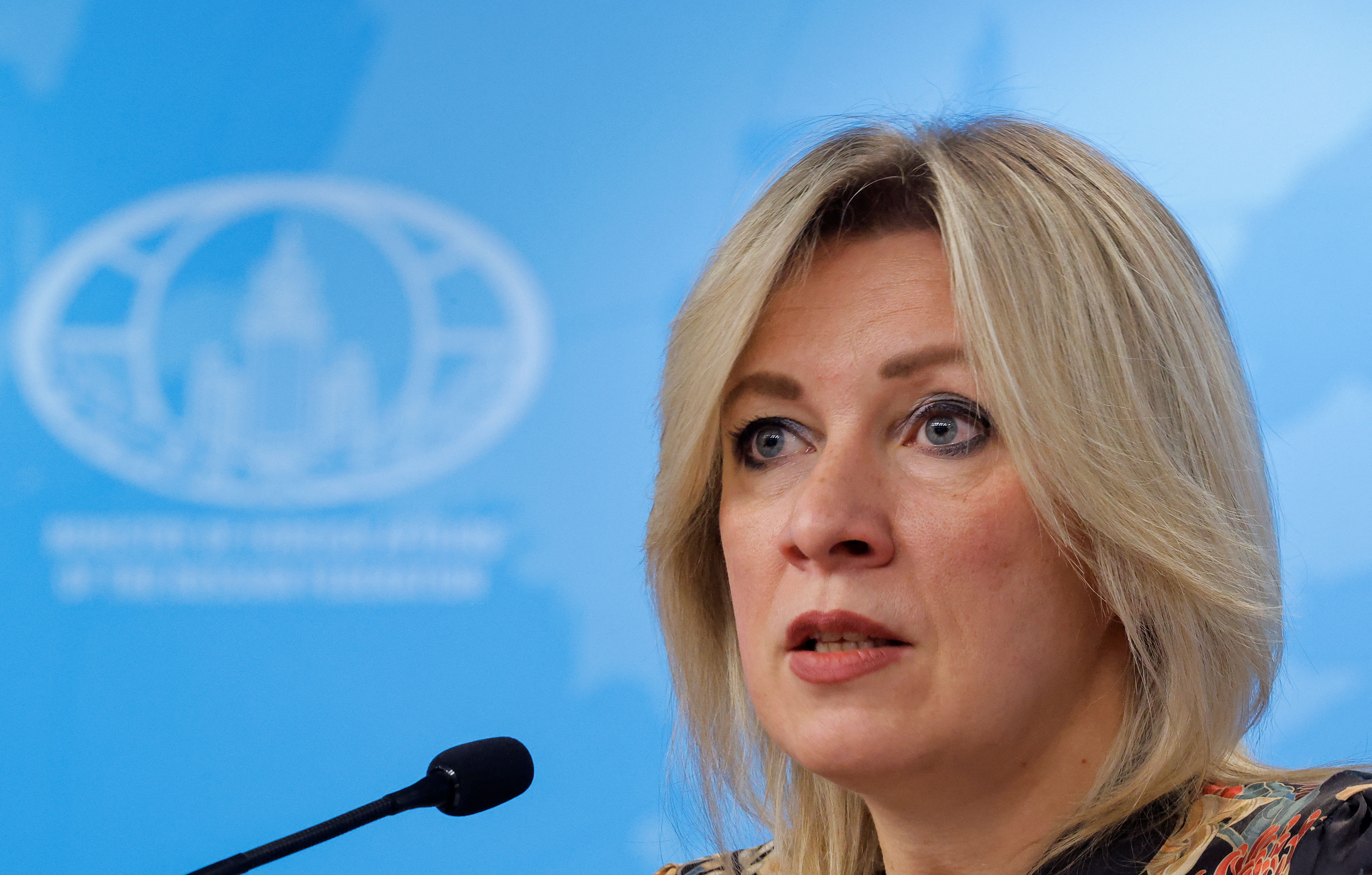 Russian Foreign Ministry spokeswoman Zakharova attends a news conference in Moscow