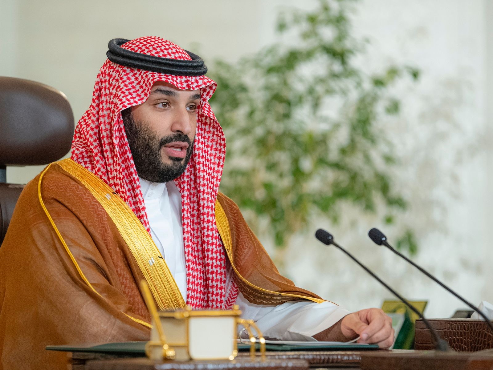 Saudi Crown Prince Mohammed bin Salman addresses the Saudi Green Initiative forum