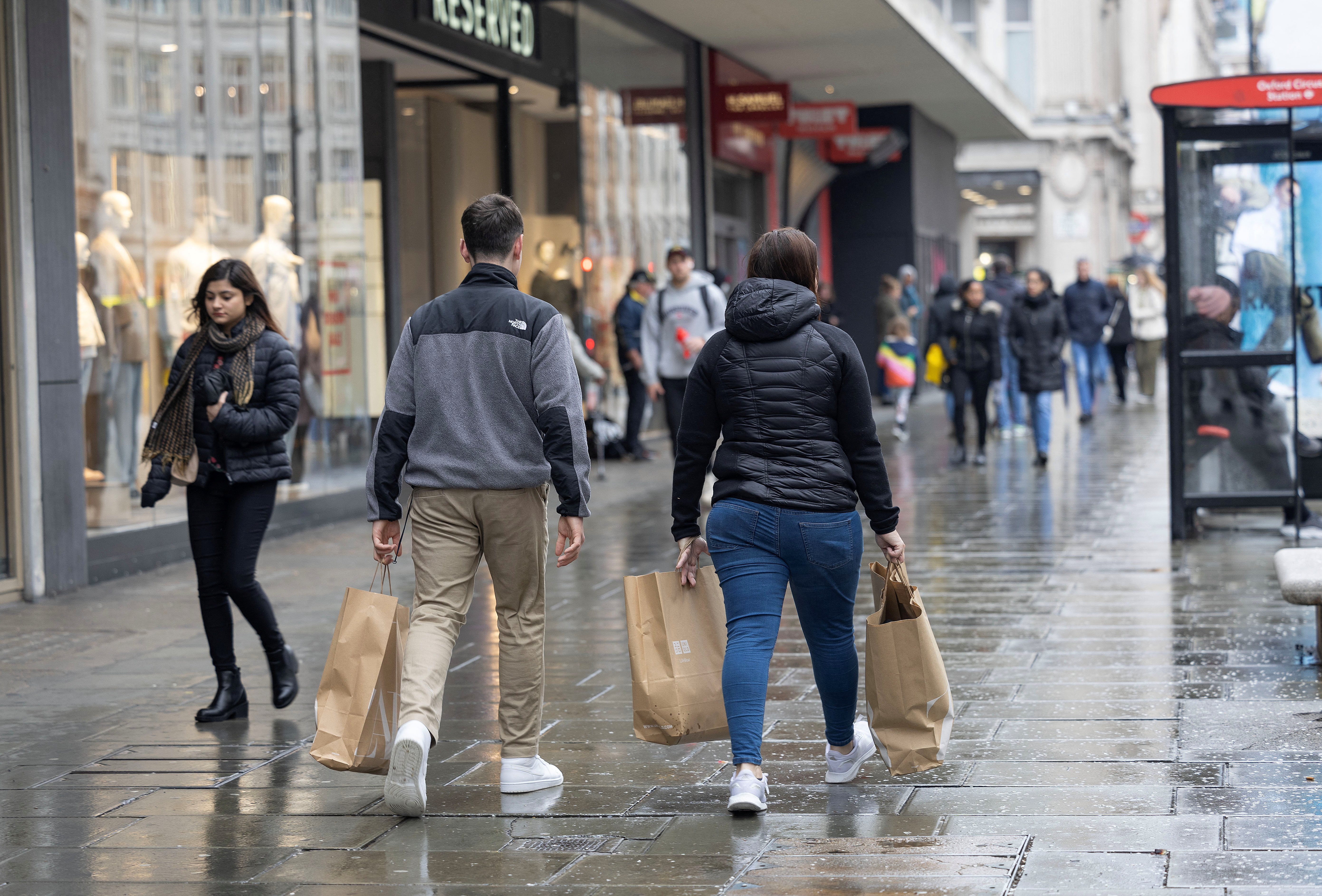 People shop on Oxford Street in London