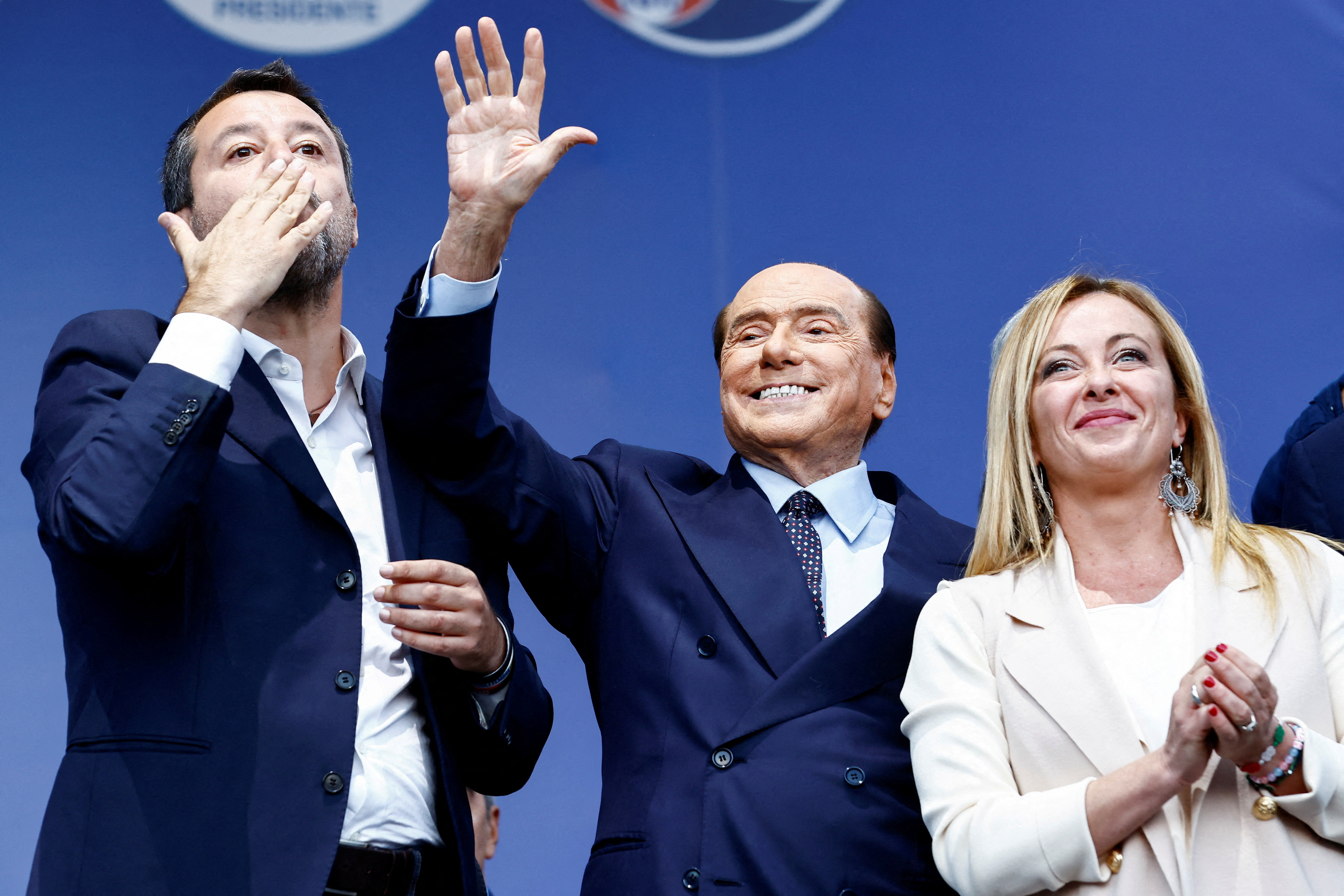 Italy's centre-right coalition closing campaign rally in Rome