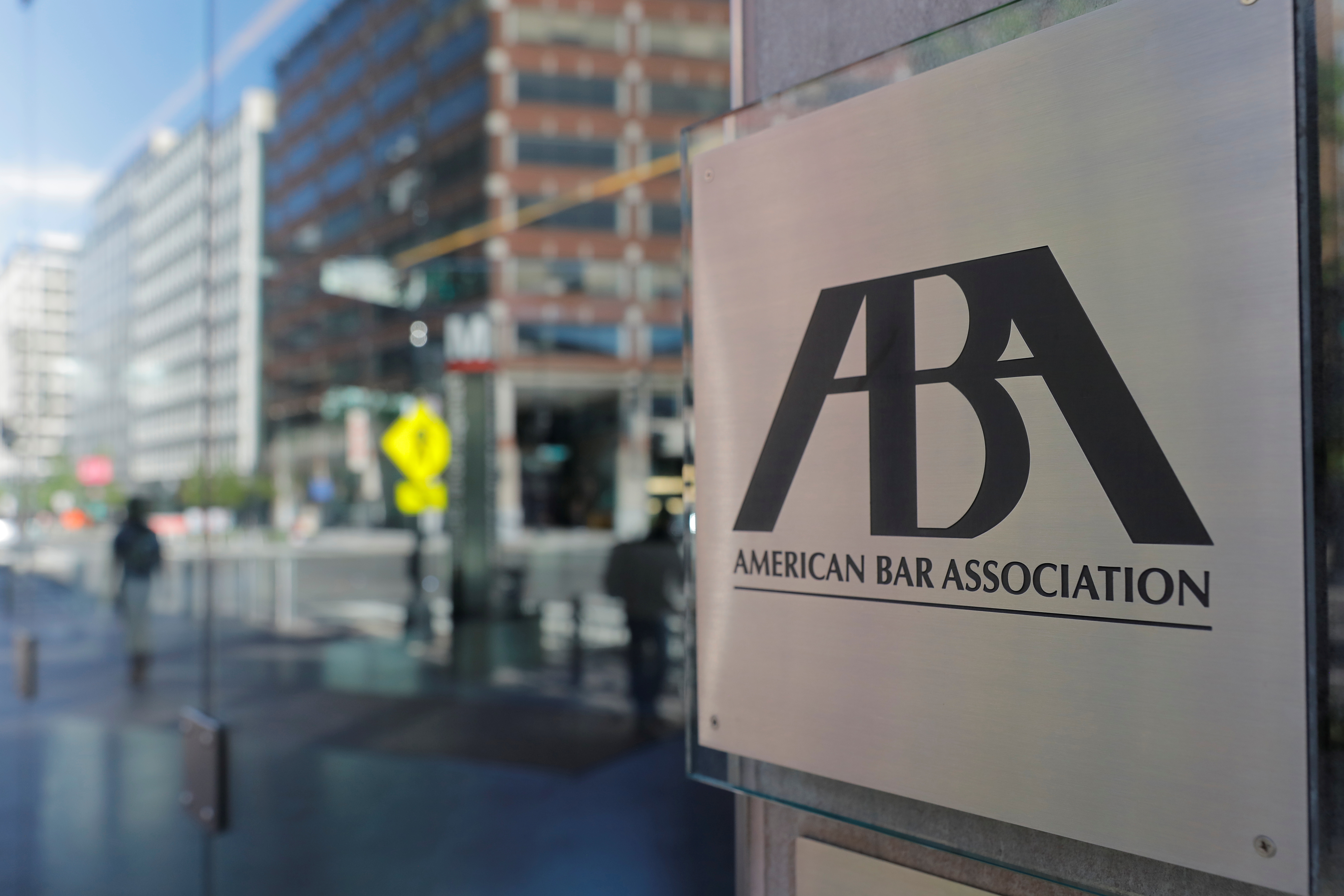 Signage is seen outside of the American Bar Association (ABA) in Washington, D.C., U.S., May 10, 2021. REUTERS/Andrew Kelly