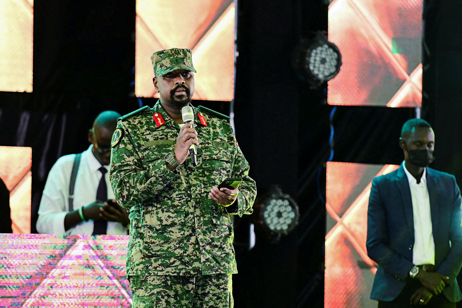Lt. General Kainerugaba speaks during his birthday party in Entebbe