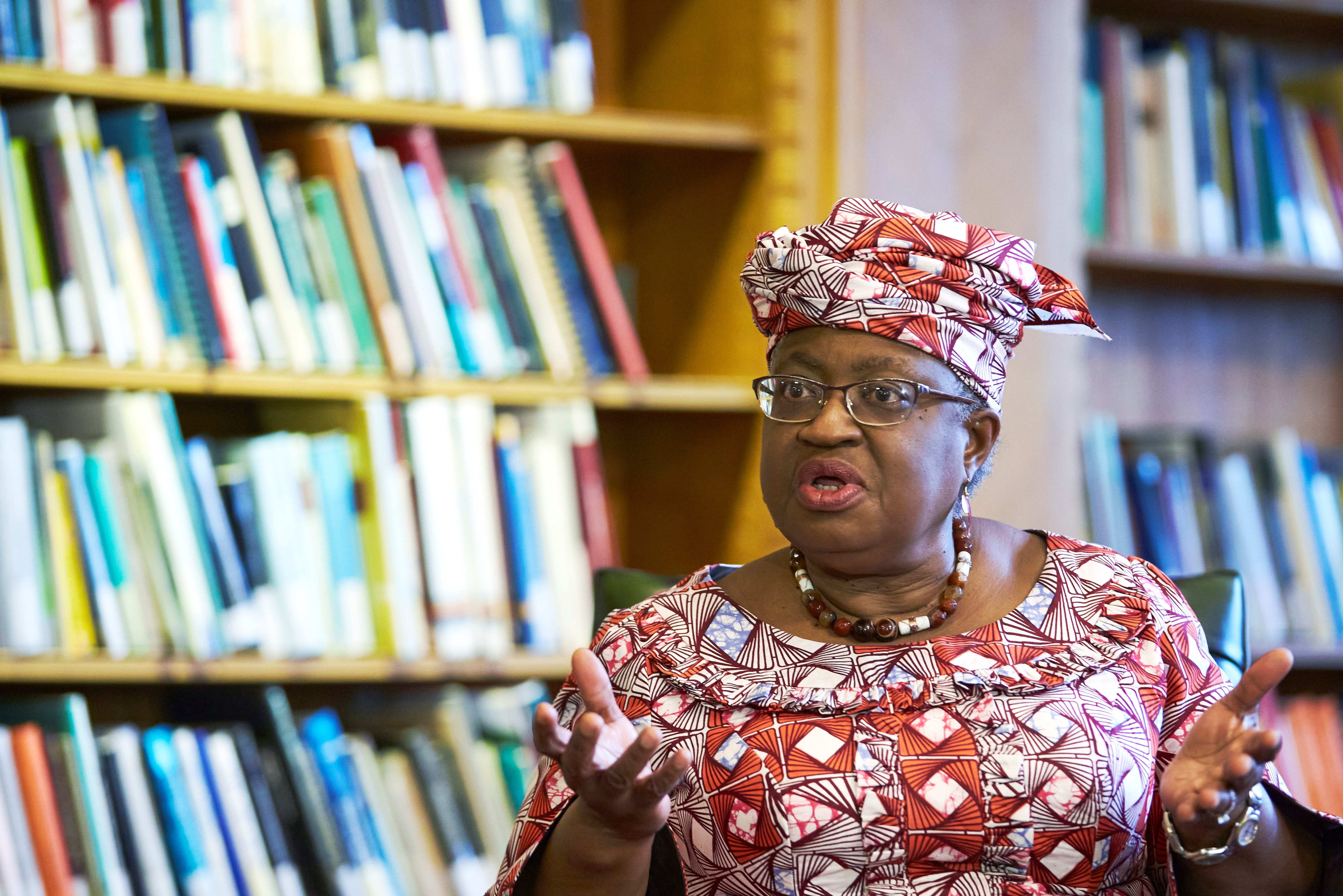 World Trade Organization (WTO) Director-General Ngozi Okonjo-Iweala speaks during an interview for Reuters Next, ahead of the 12th Ministerial Conference (MC12), in Geneva, Switzerland, November 25, 2021. Picture taken November 25, 2021. REUTERS/Denis Balibouse