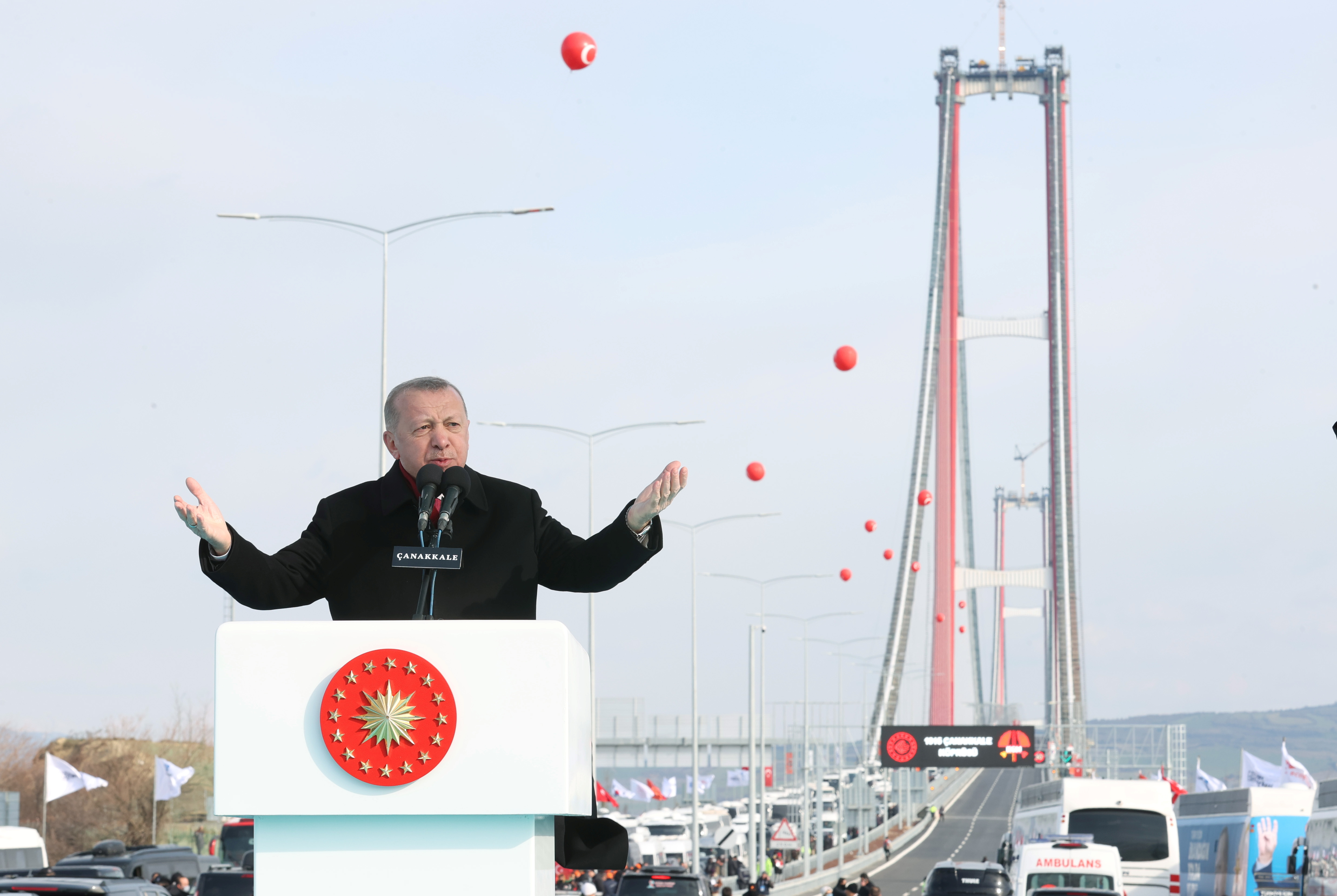 Turkish President Erdogan attends opening ceremony of the 1915 Canakkale Bridge