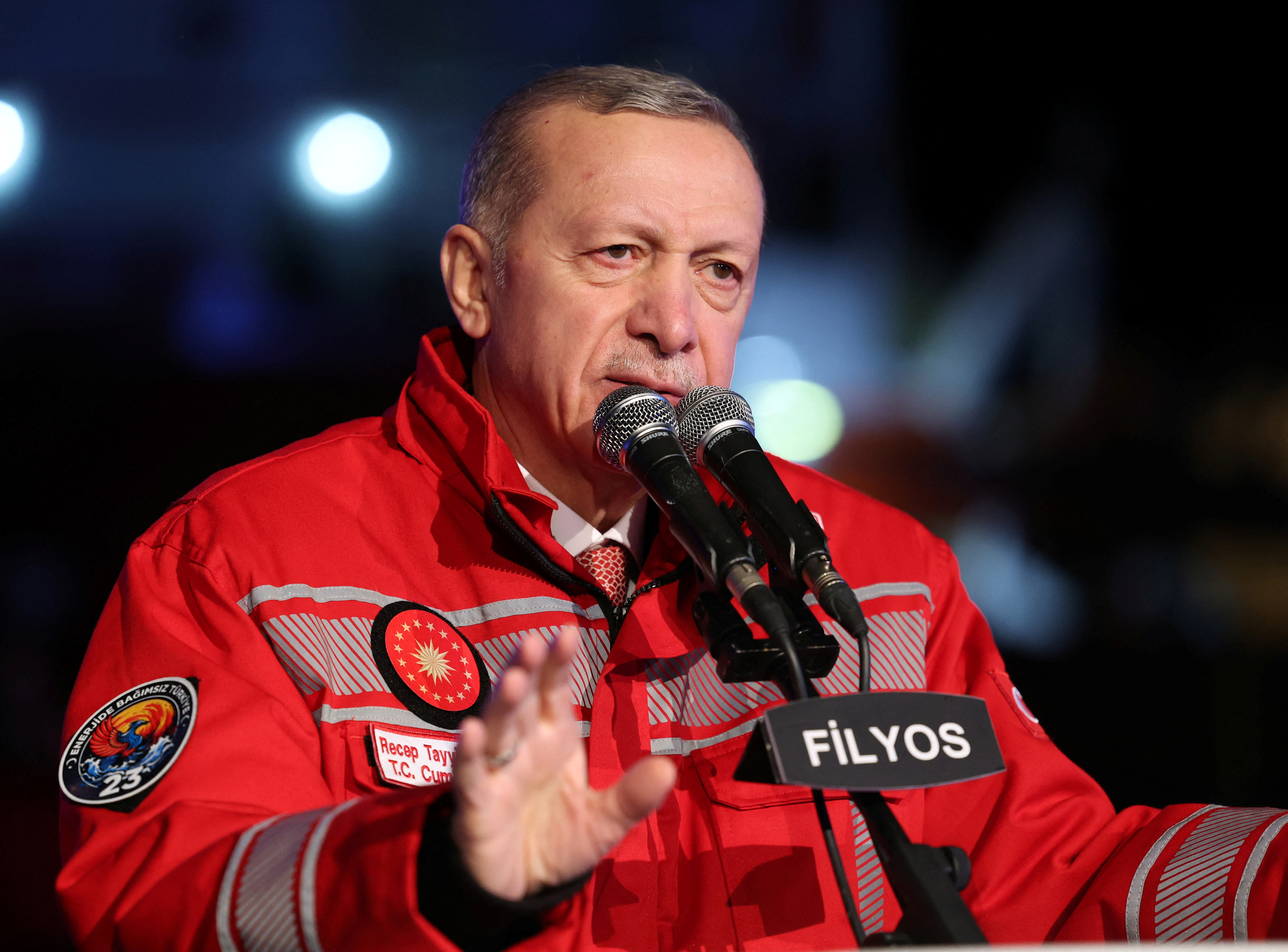 Turkish President Erdogan speaks during a ceremony in the Black Sea province of Zonguldak