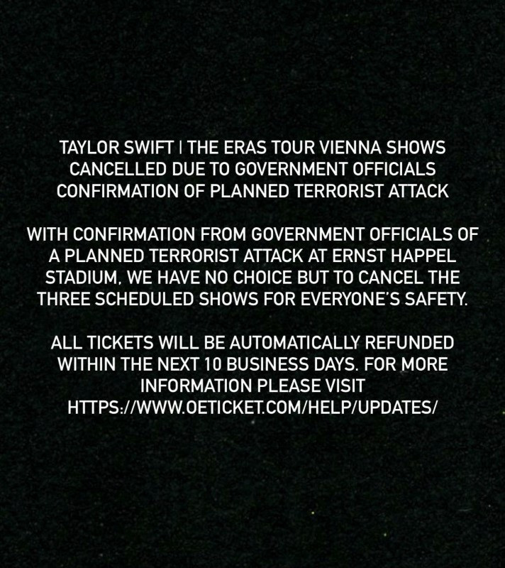 Taylor Swift Vienna concerts cancelled, Chancellor says tragedy averted