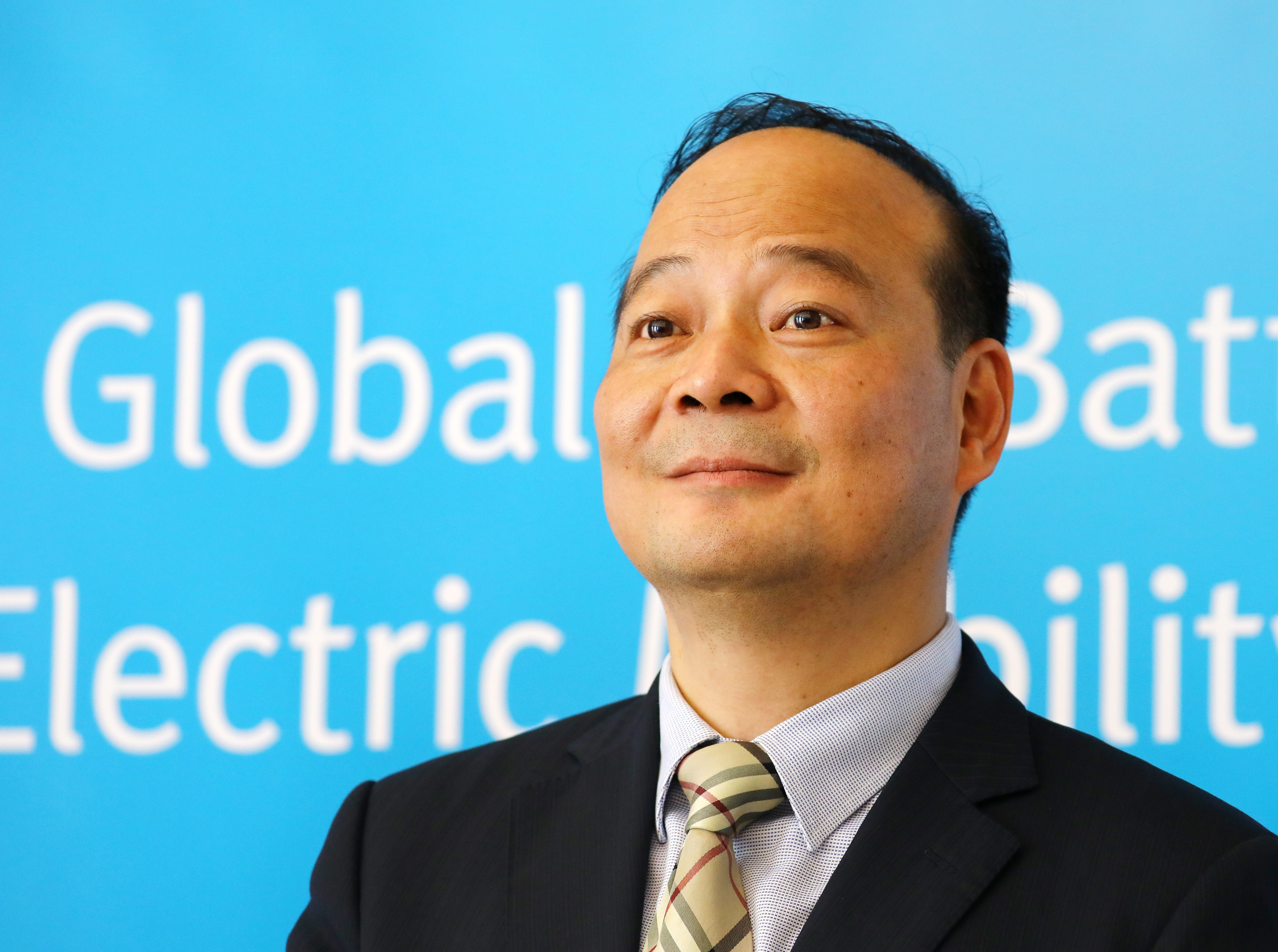 Chinese battery maker CATL CEO Robin Zeng attends a news conference in Berlin