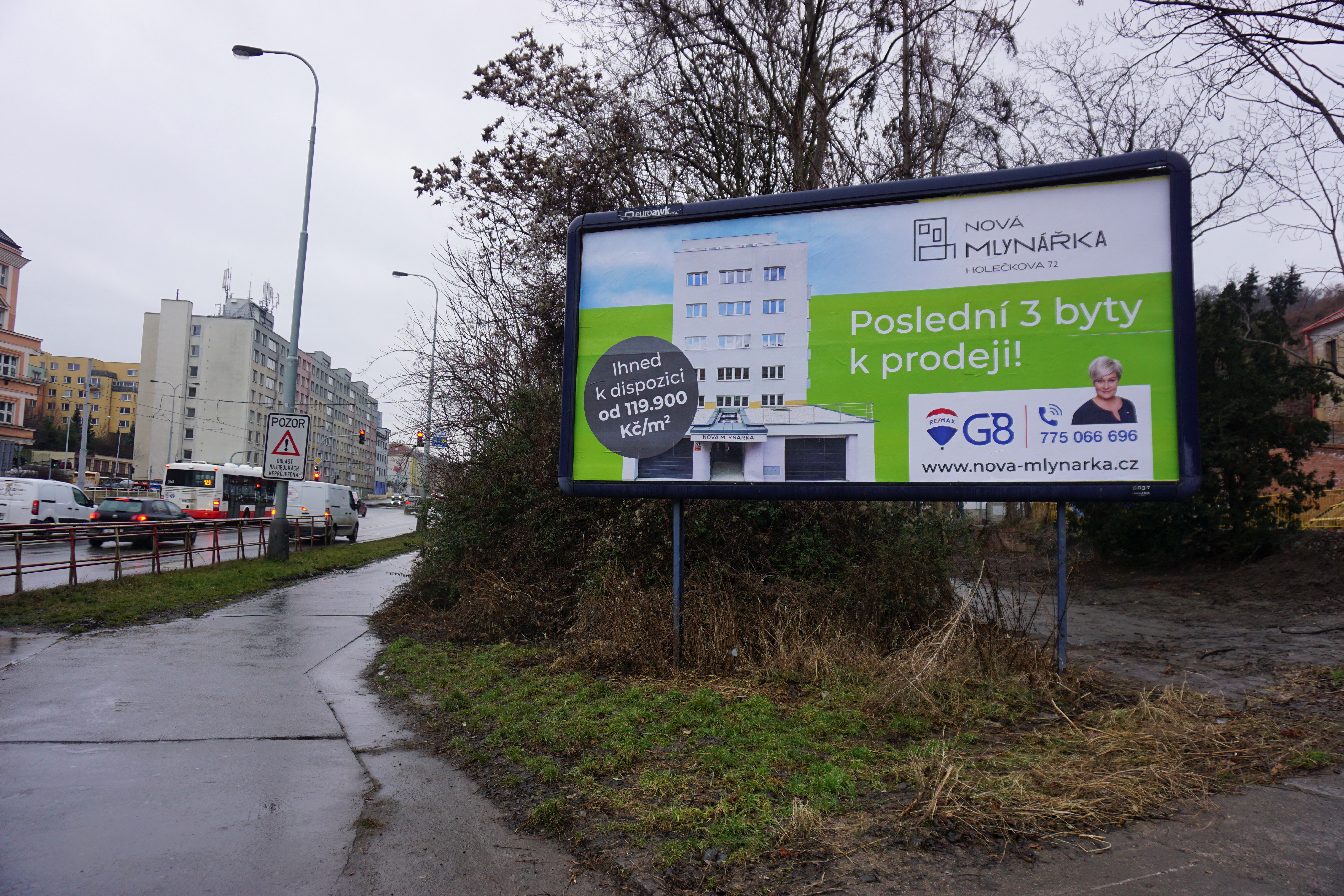 A real estate billboard is pictured in Prague
