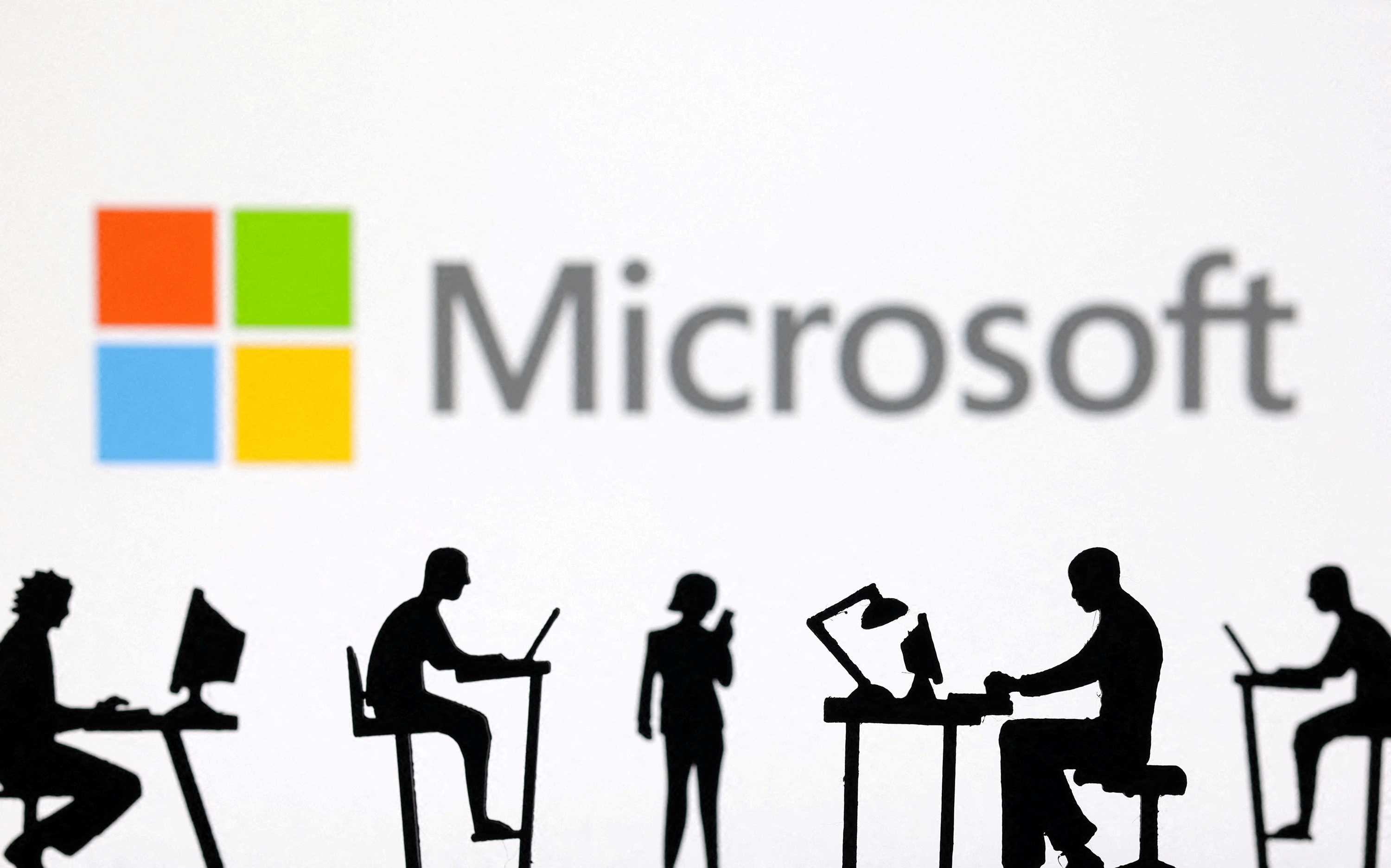 Illustration shows Microsoft Corporation logo