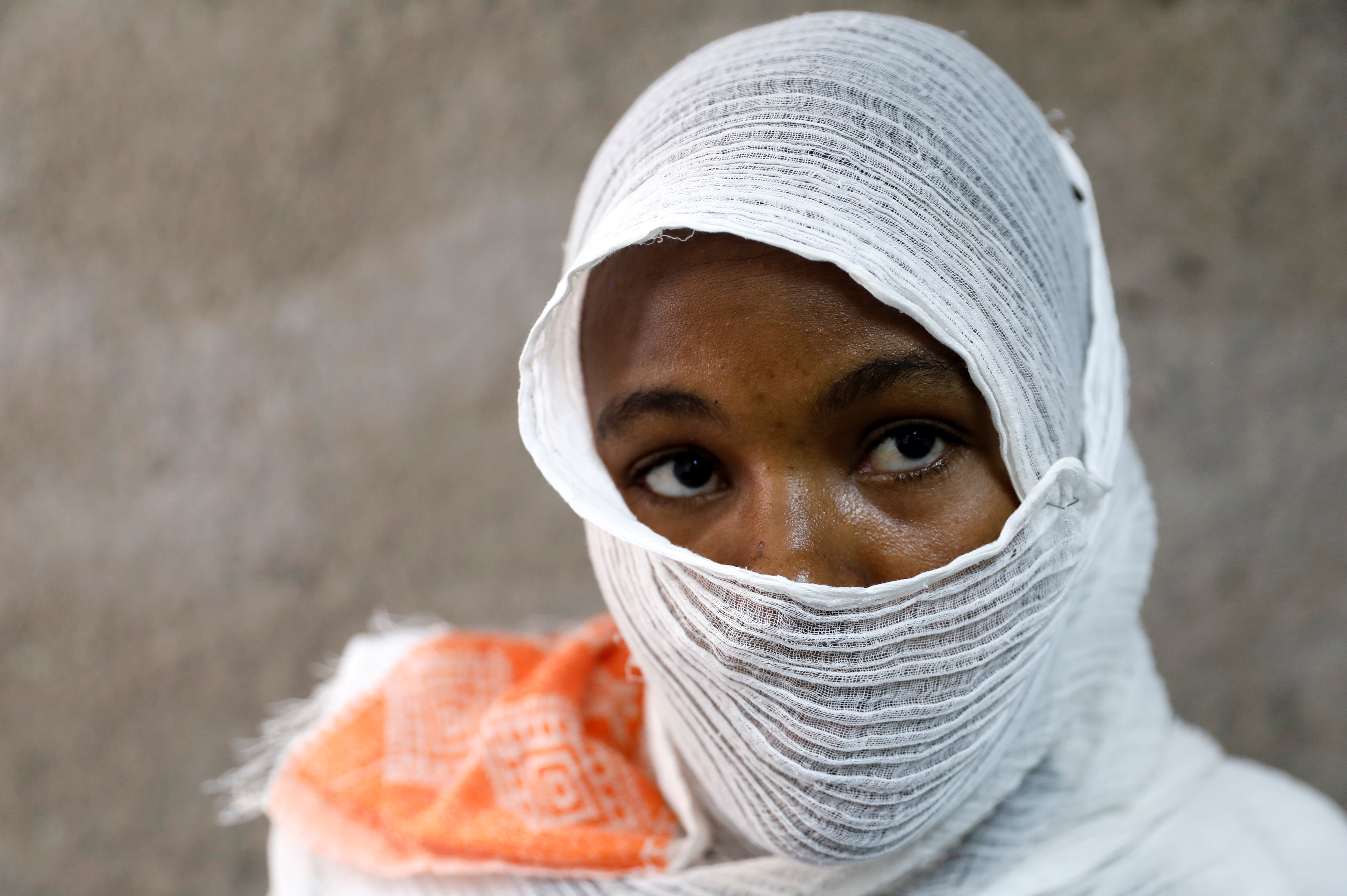 Ethiopian woman who says she was gang-raped by armed men is seen during an interview with Reuters in a hospital in the town of Adigrat, Tigray region