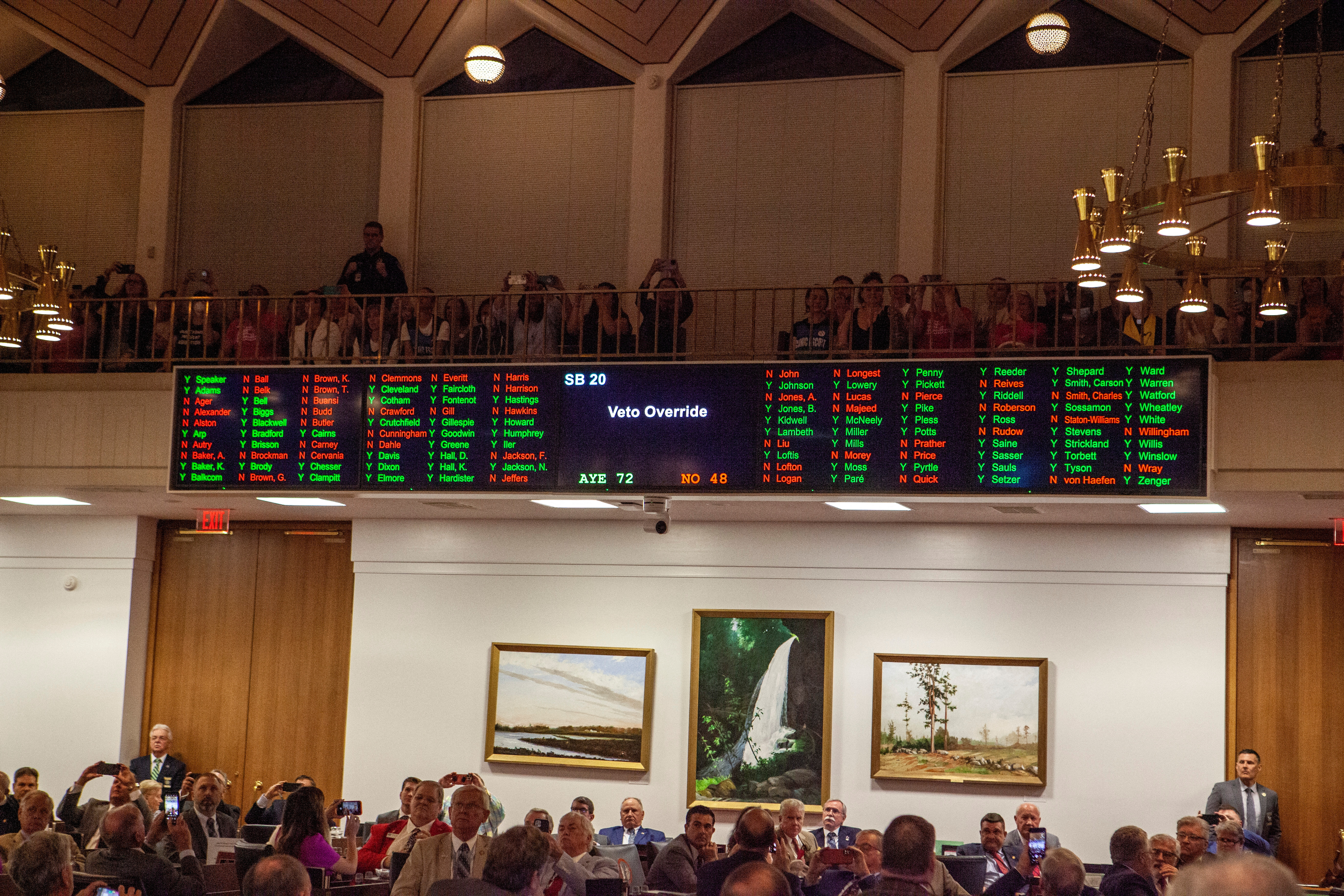 North Carolina Republican lawmakers hold a vote to override Democratic governor's veto of abortion bill