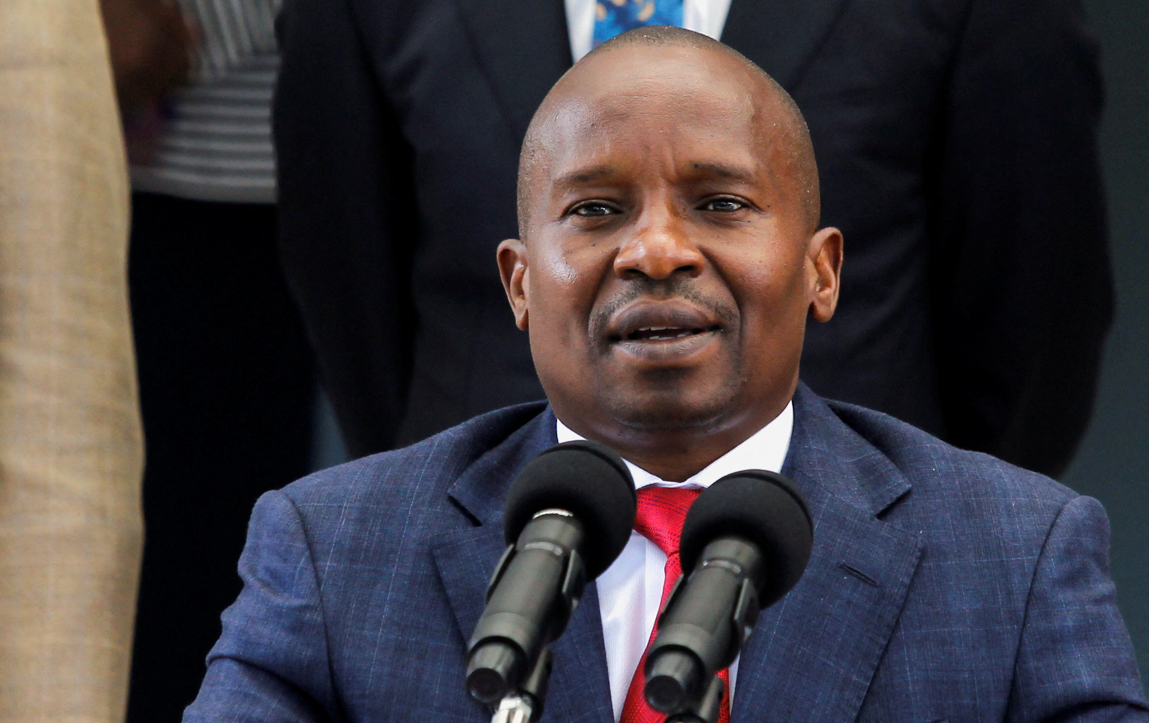 Kenya's Cabinet Secretary of the Ministry of Interior and National Administration Kithure Kindiki addresses a press conference in Nairobi