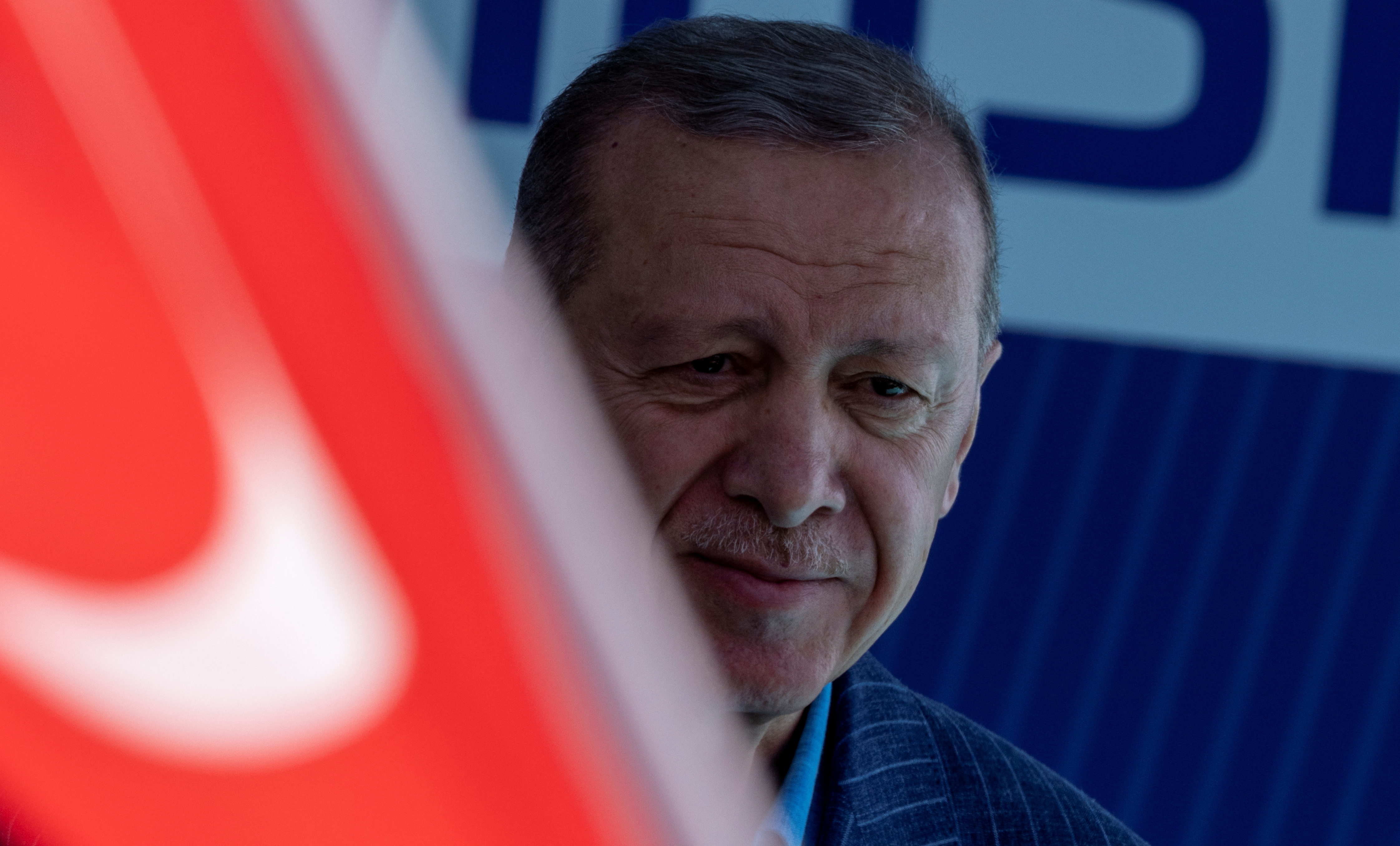 Turkish President Tayyip Erdogan attens a rally in Istanbul