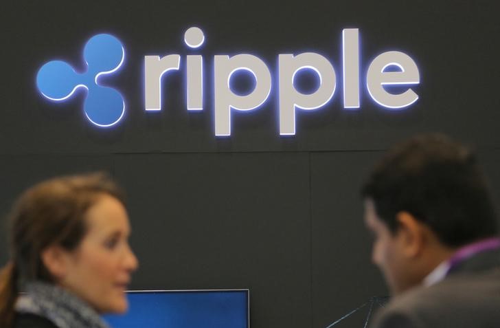The logo of blockchain company Ripple is seen at the SIBOS banking and financial conference in Toronto