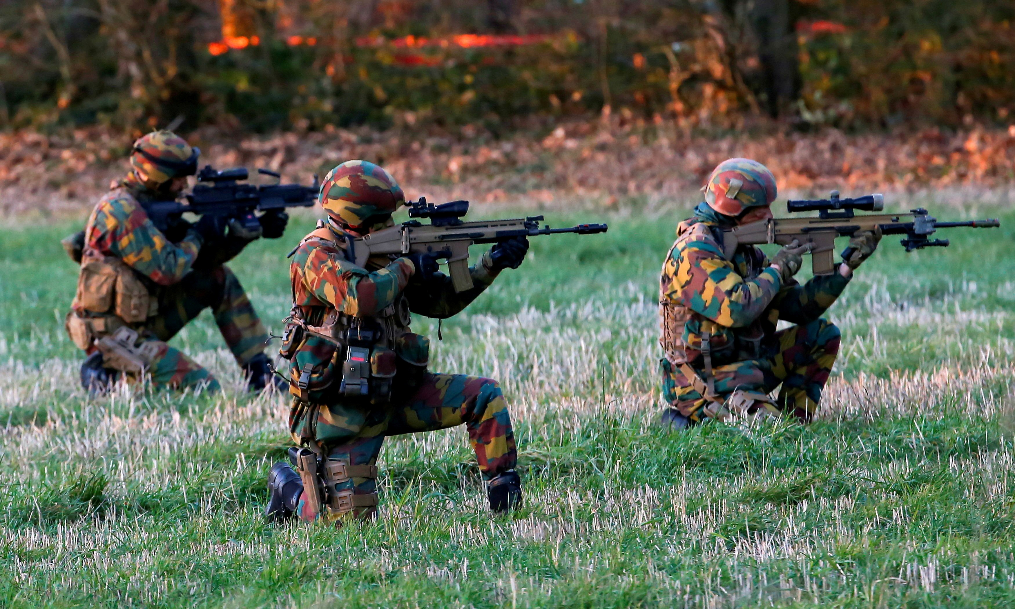 FILE PHOTO: Belgian army Special Forces are seen during the Black Blade military exercise involving several European Union countries at Florennes airbase