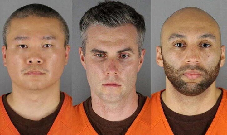 (L-R) Former Minneapolis police officers Tou Thao, Thomas Lane and J. Alexander Kueng in a combination of booking photographs from the Minnesota Department of Corrections and Hennepin County Jail in Minneapolis, Minnesota. U.S. Minnesota Department of Corrections and Hennepin County Sheriff's Office/Handout via REUTERS