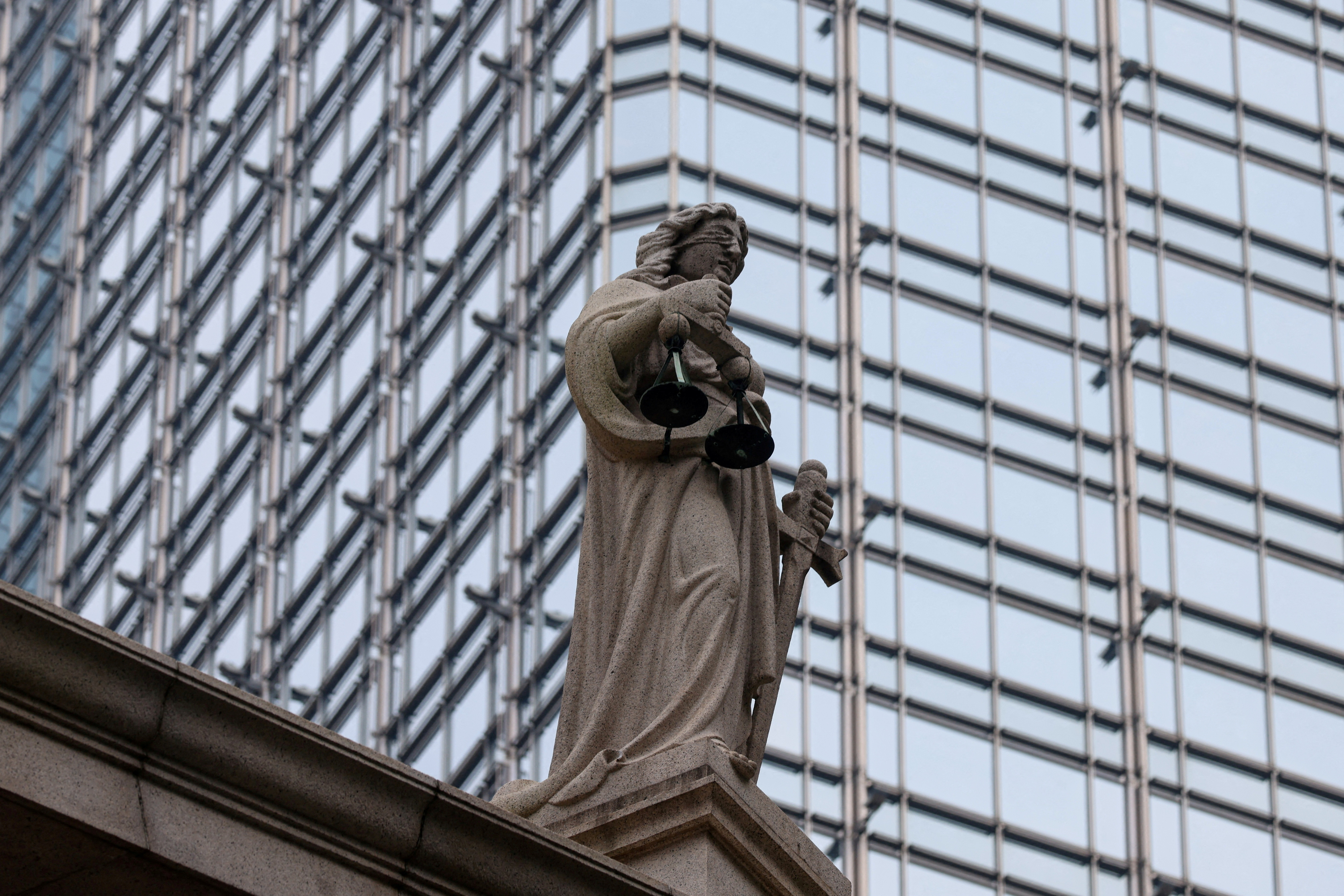 A statue of Lady Justice at the Court of Final Appeal is pictured, in Hong Kong
