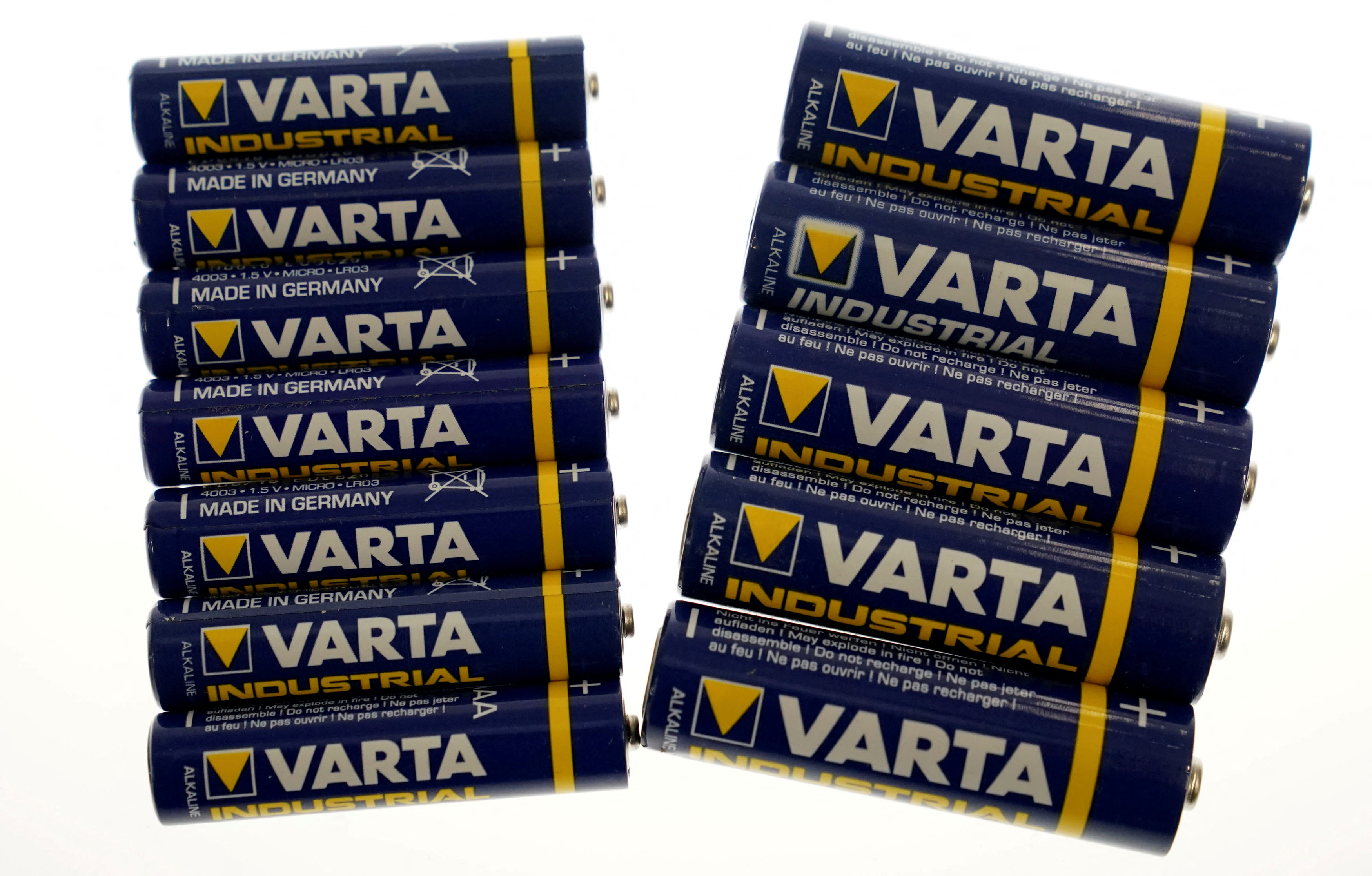 Varta battery cells are displayed in this picture illustration