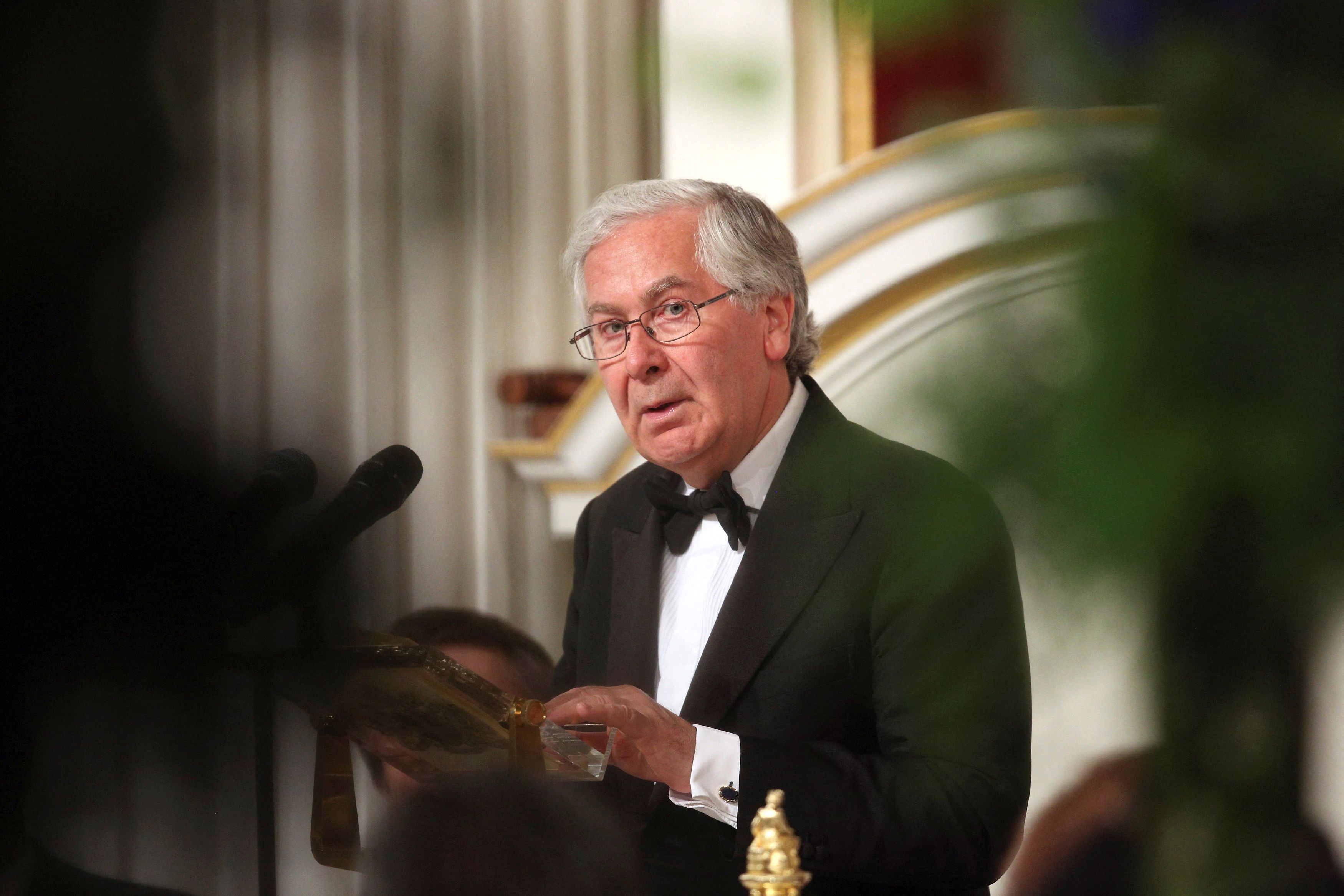 Mervyn King addresses the audience of the 'Lord Mayor's Dinner to the Bankers and Merchants of the City of London' at the Mansion House in London