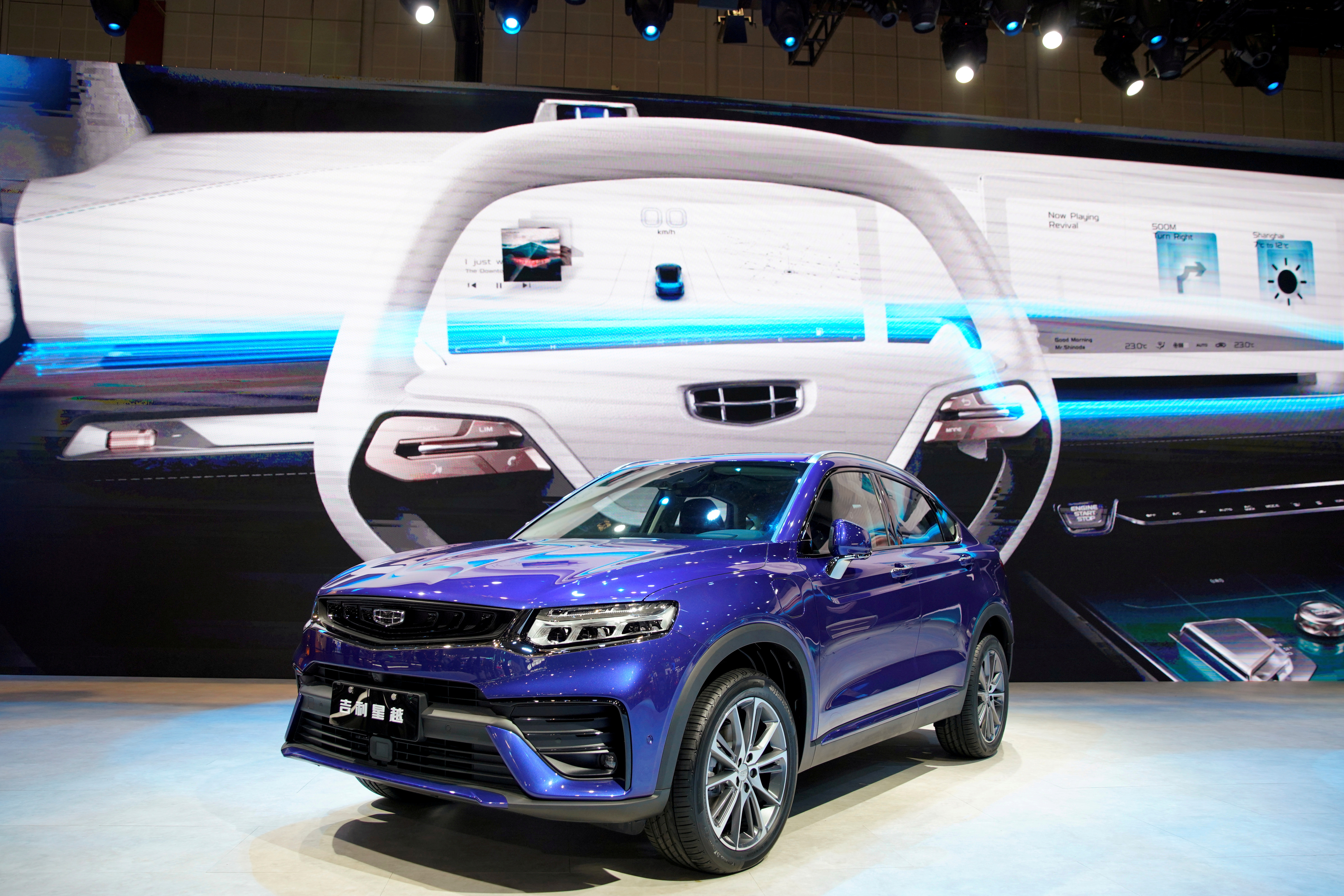 A Geely Xingyue Coupe SUV is seen displayed at the second media day for the Shanghai auto show in Shanghai, China April 17, 2019.  REUTERS/Aly Song