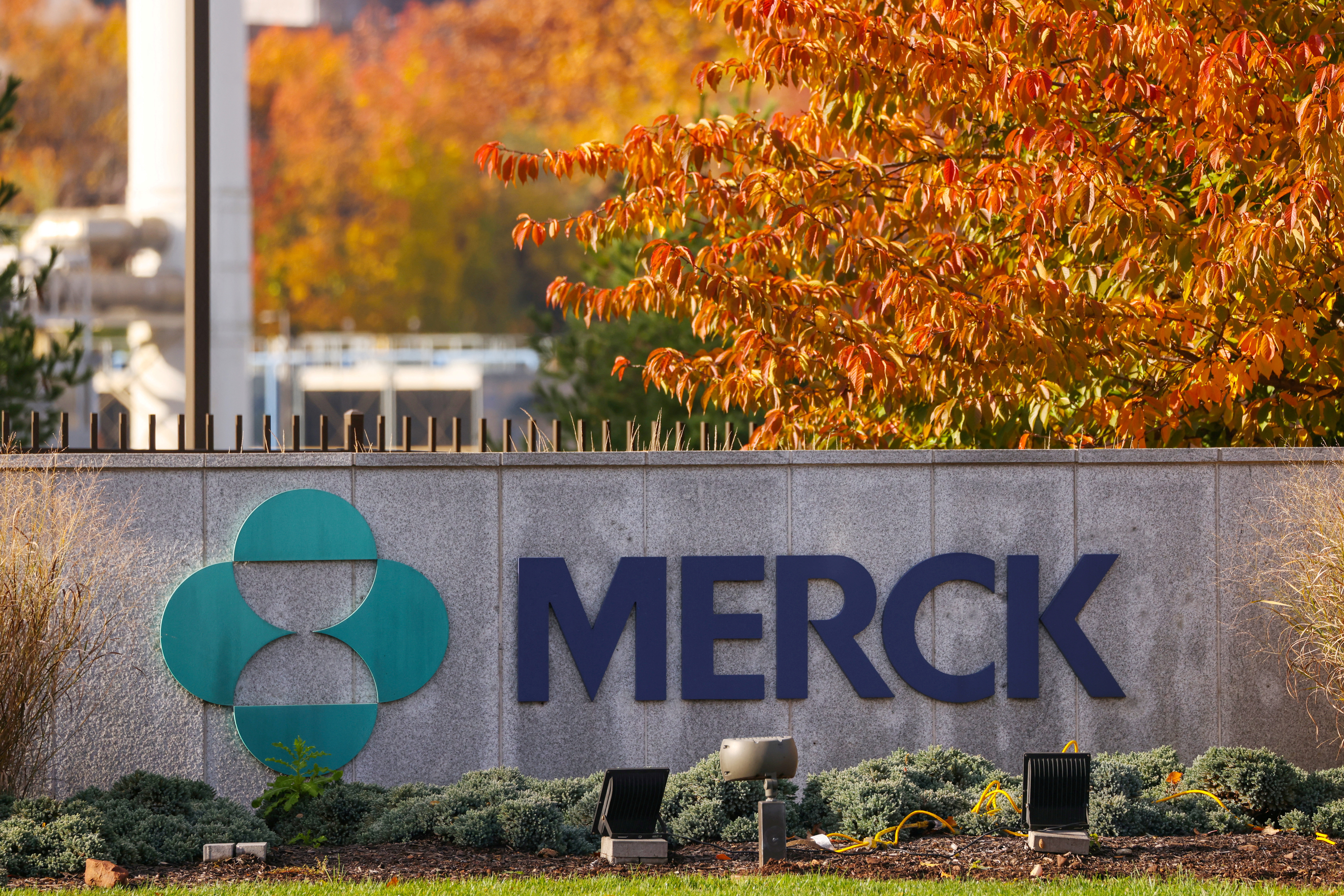 Signage is seen at the Merck & Co. headquarters in Kenilworth, New Jersey