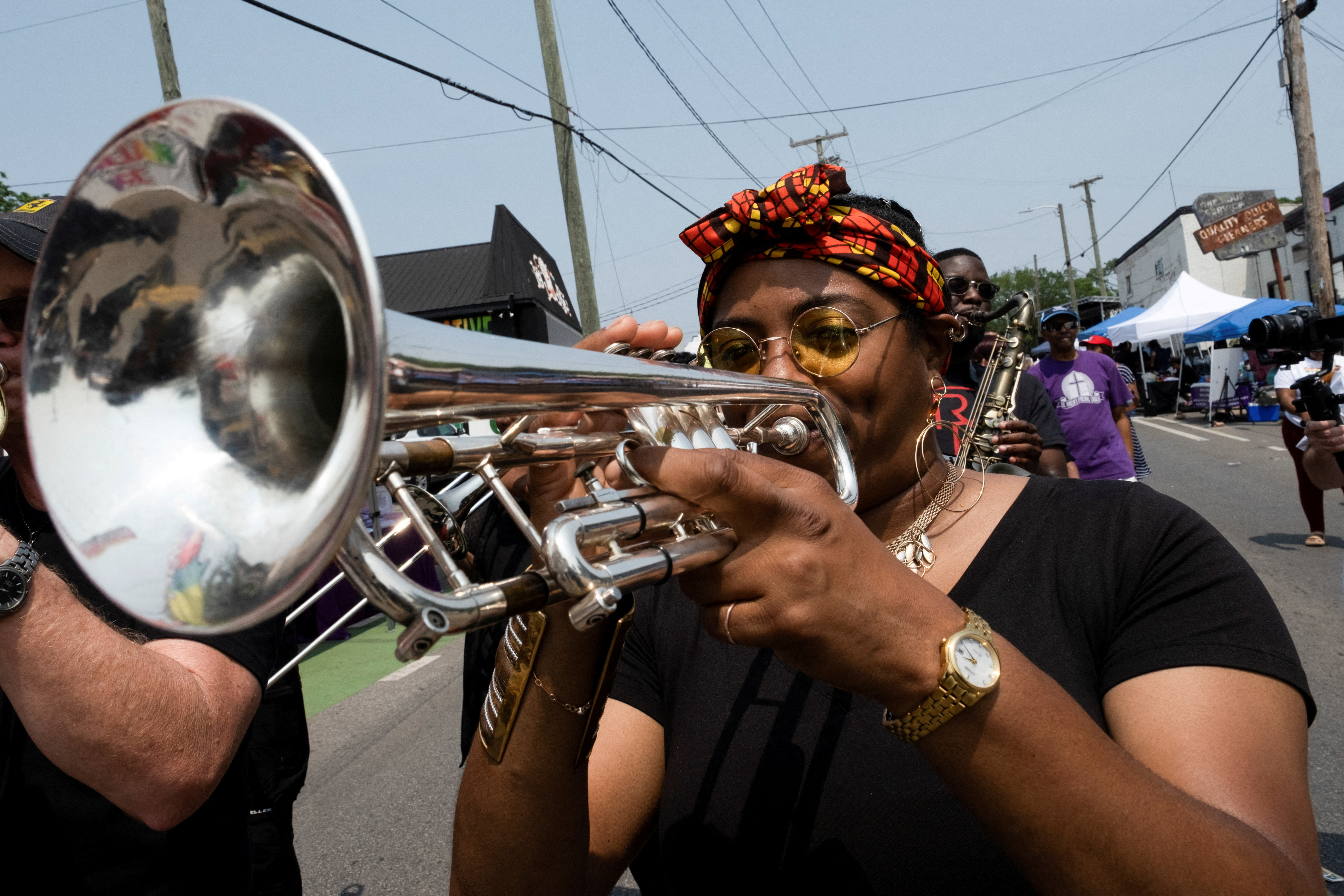 Residents attend a block party to mark Juneteenth in Nashville, Tennessee