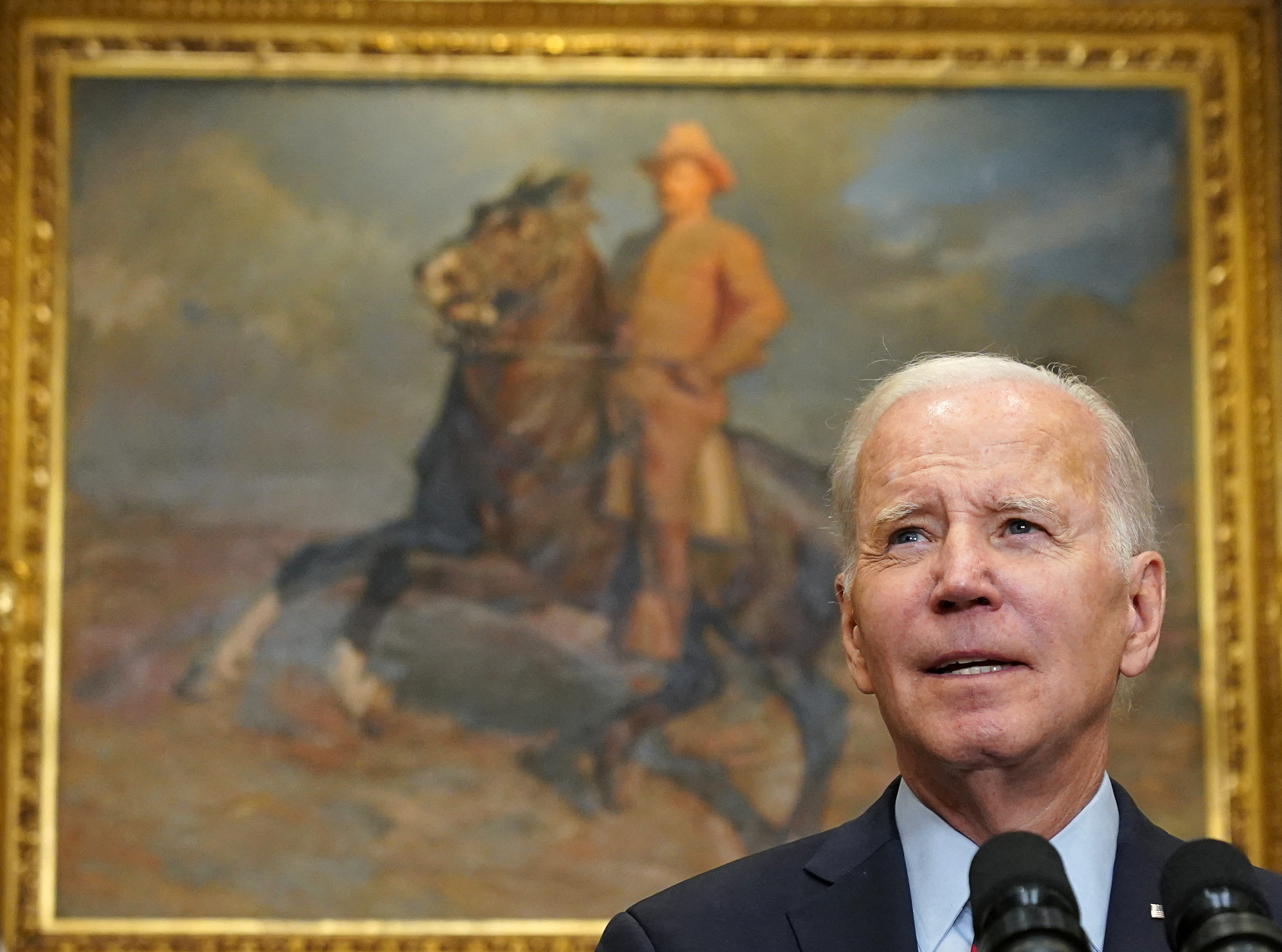 President Biden  speaks about the U.S.-Mexico border at the White House in Washington