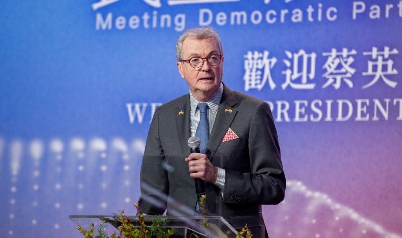 New Jersey Governor Phil Murphy speaks during an event with Taiwan's President Tsai Ing-wen and members of the Taiwanese community, in New York