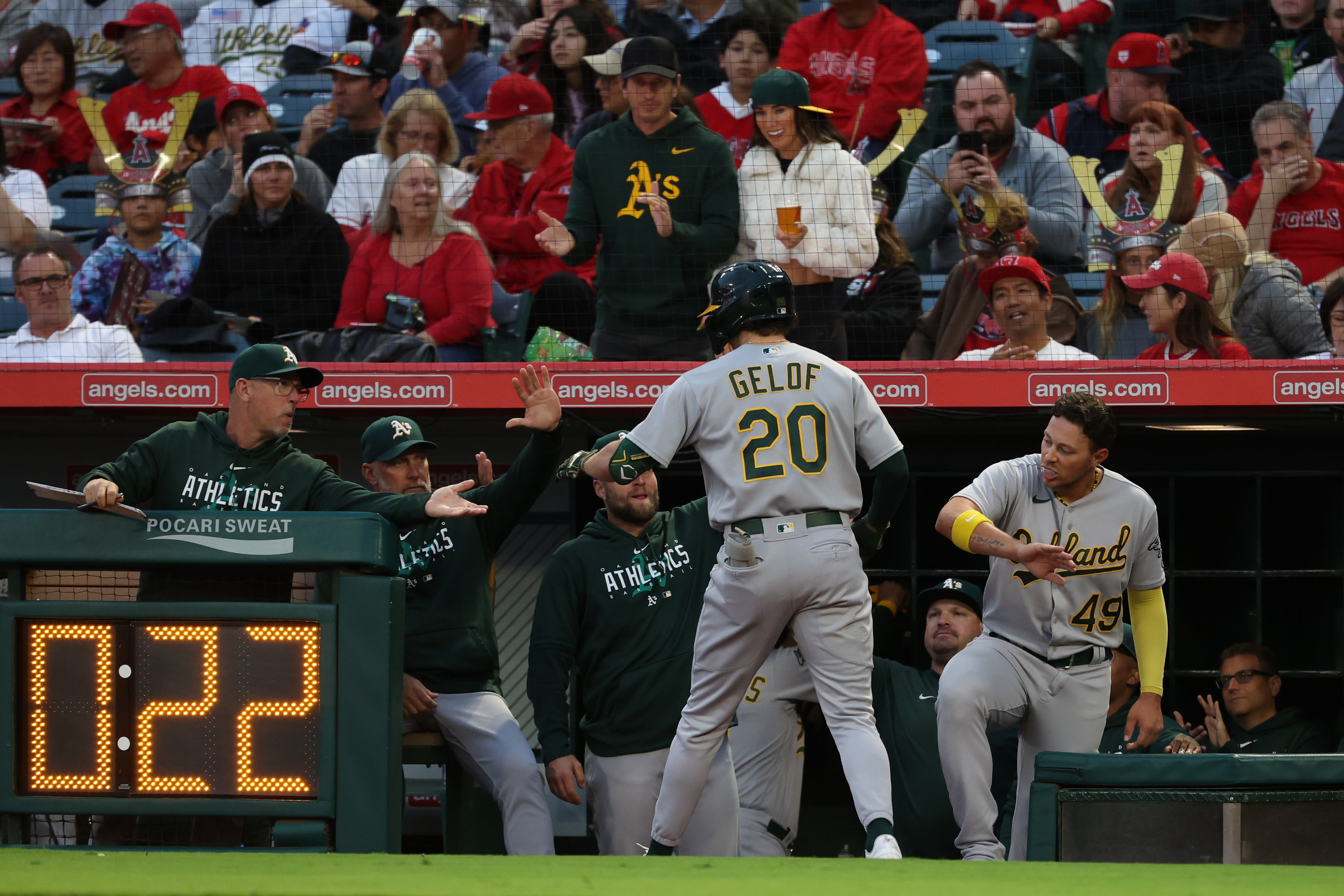 Oakland's Joe Boyle gives up first hit to Angels in 7th inning of