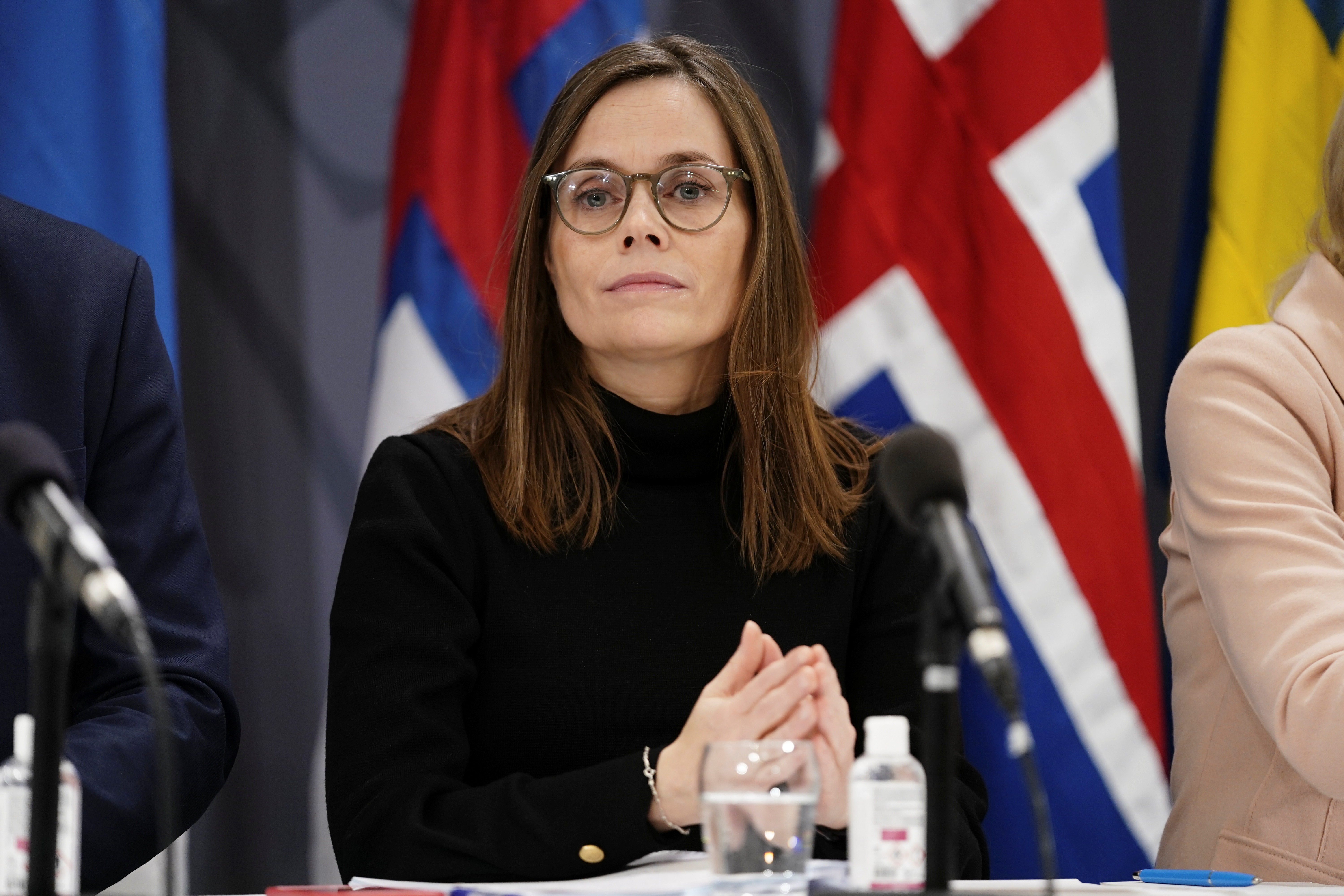 Iceland's Prime Minister Katrin Jakobsdottir attends a press conference in the Prime Ministers Office in Copenhagen during the Nordic Council Session 2021 in Copenhagen, Denmark November 3, 2021. Mads Claus Rasmussen/Ritzau Scanpix/via REUTERS    