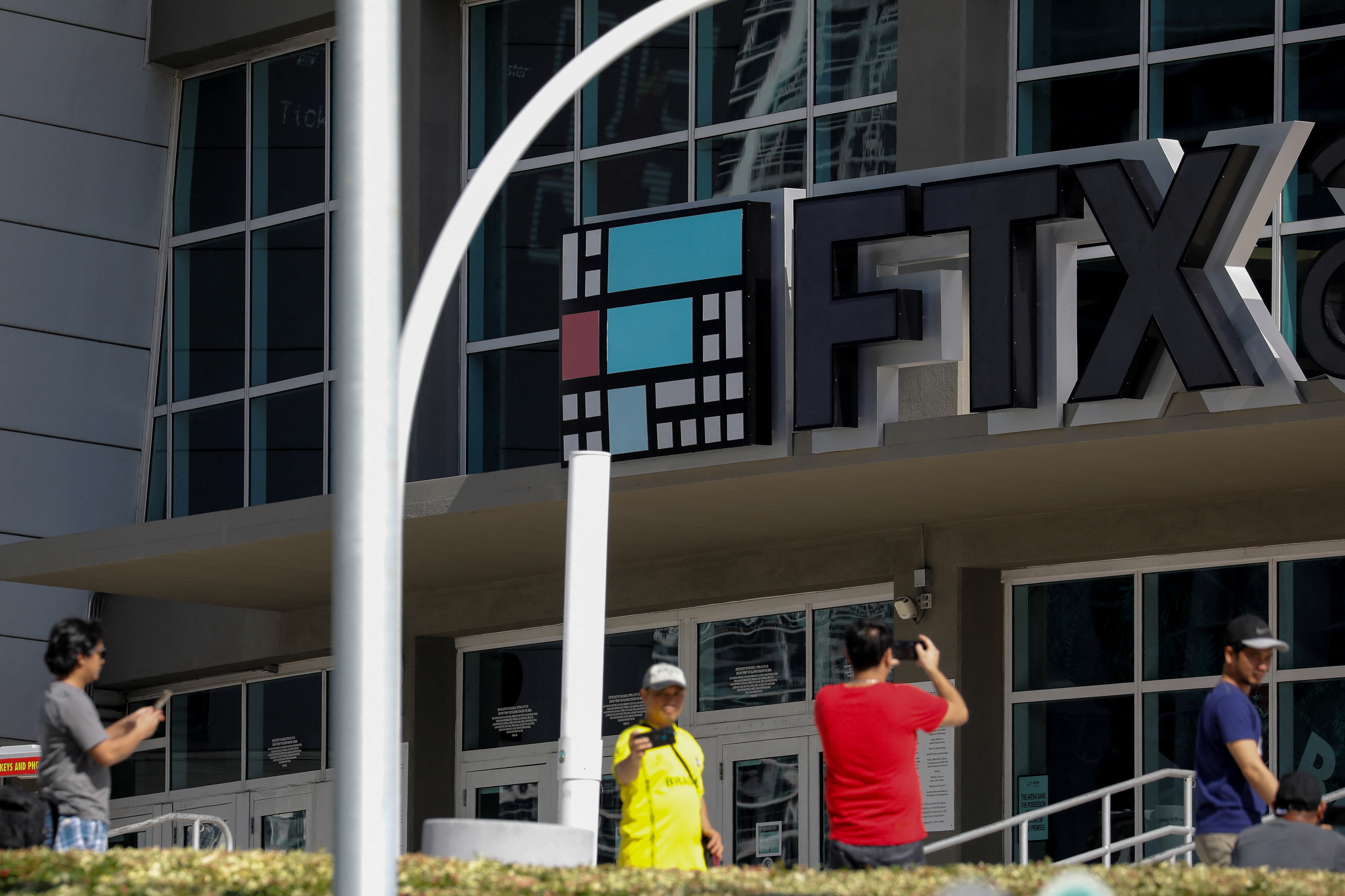 The FTX logo can be seen at the FTX Arena in Miami