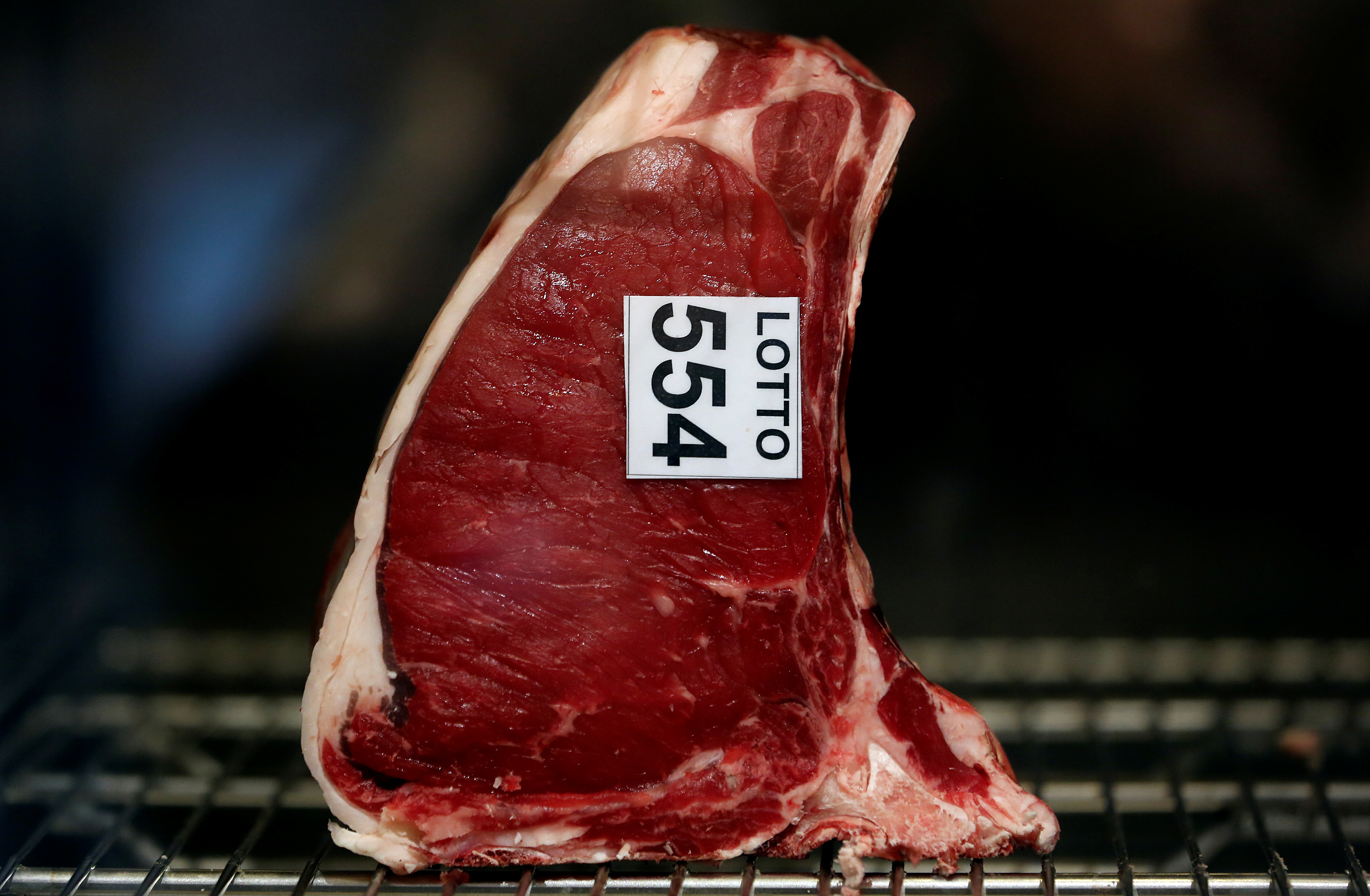 A steak is seen at the Eataly food market store in Milan