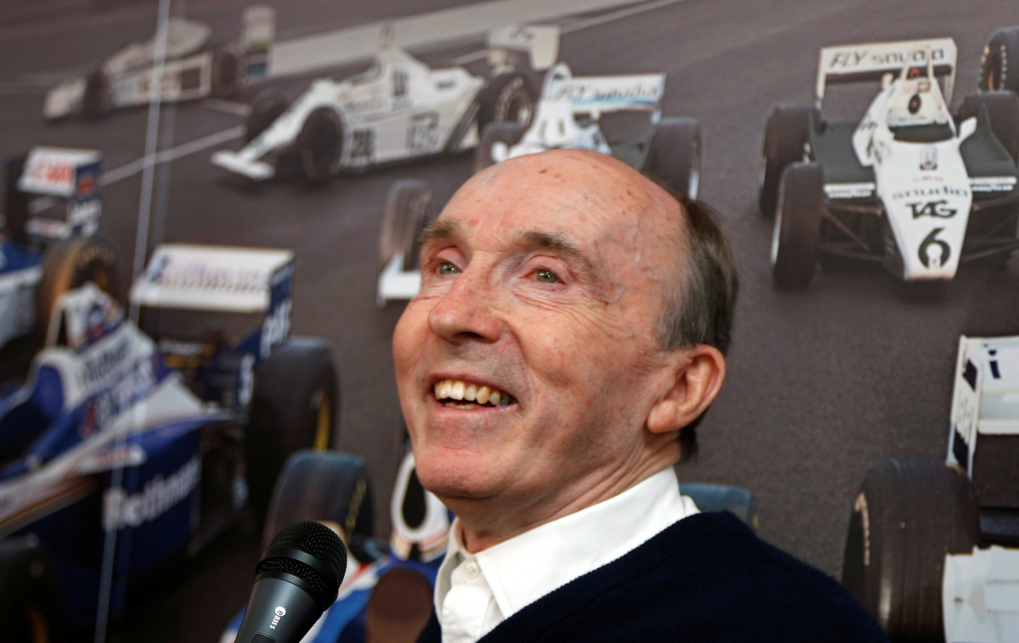 Williams Formula One team founder Frank Williams speaks during a party marking the team's 600th race, ahead of the British Grand Prix at the Silverstone Race circuit, central England, June 29, 2013.  REUTERS/Chris Helgren/File Photo