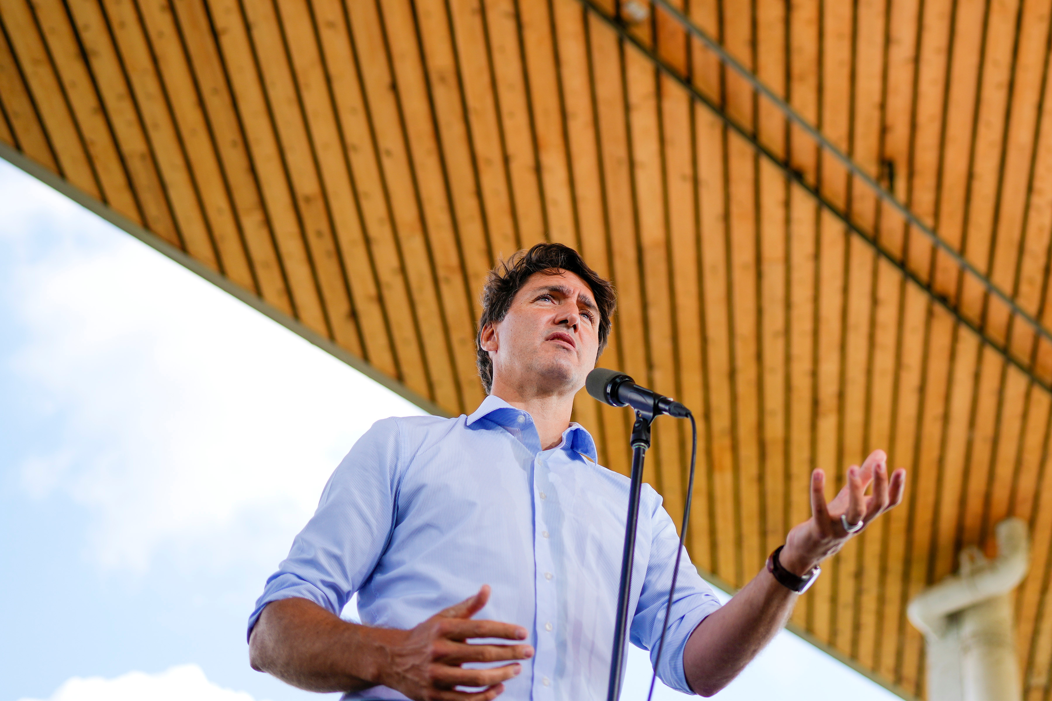Canada's Prime Minister Justin Trudeau campaigns in Candiac, Quebec