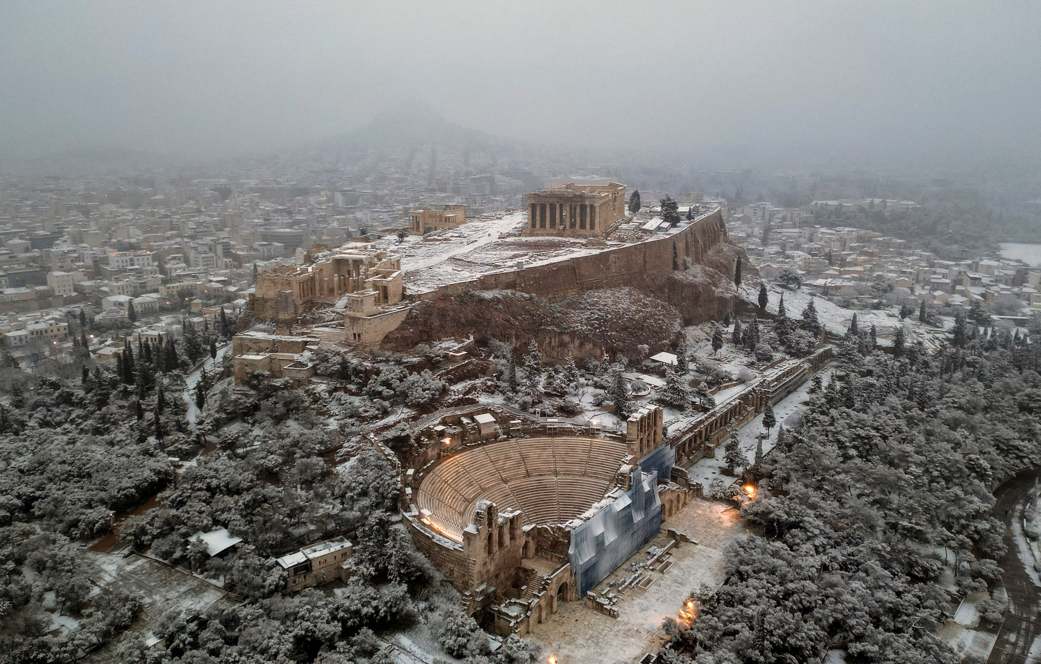 Snowfall in Athens